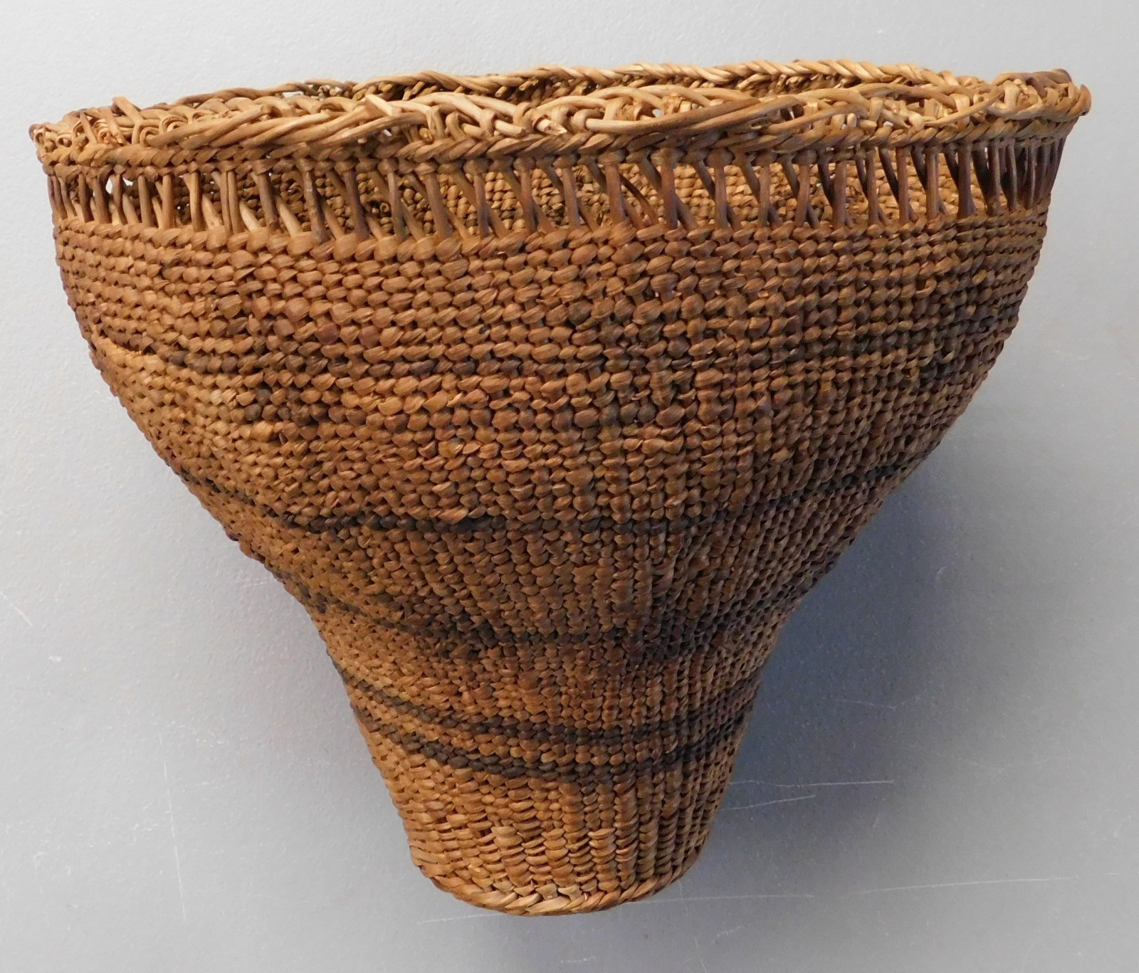 “Antique Washoe Native American burden basket Great Basin twined carrying 19th c