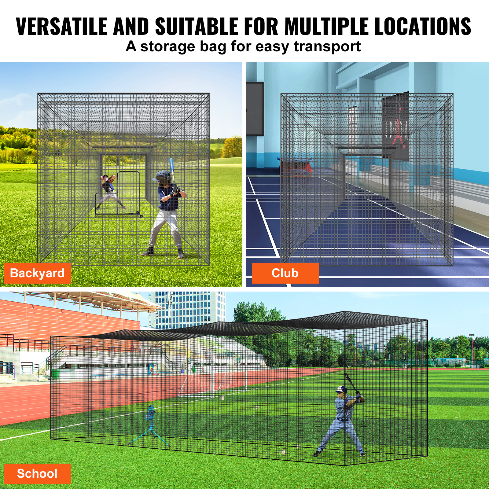 VEVOR 35FT Softball Baseball Cage Netting Heavy Duty PE Pitching Batting Net
