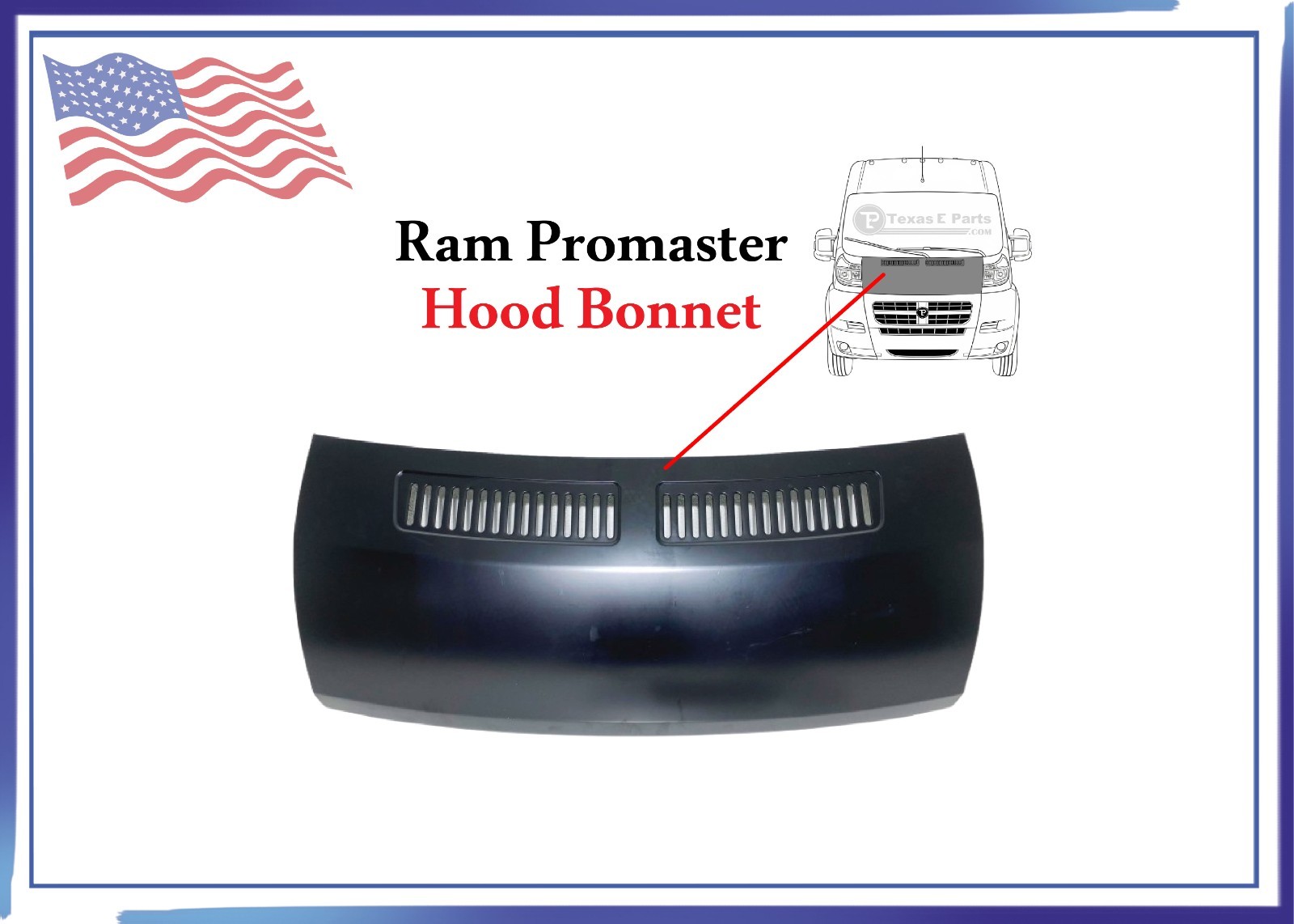 For 2014-2022 Ram Promaster 1500-3500 Front Bonnet Hood Assembly Local Pickup
