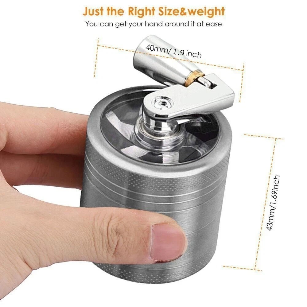 Metal Herb & Spice Grinder with Hand Crank – Manual Crusher for Kitchen Tobacco
