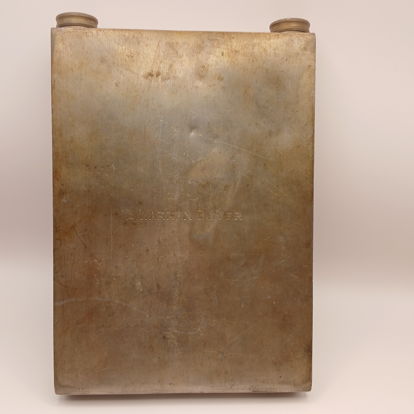 Early 1900s Abercrombie & Fitch Pewter Travel Slab Double Flask Rare Prohibition