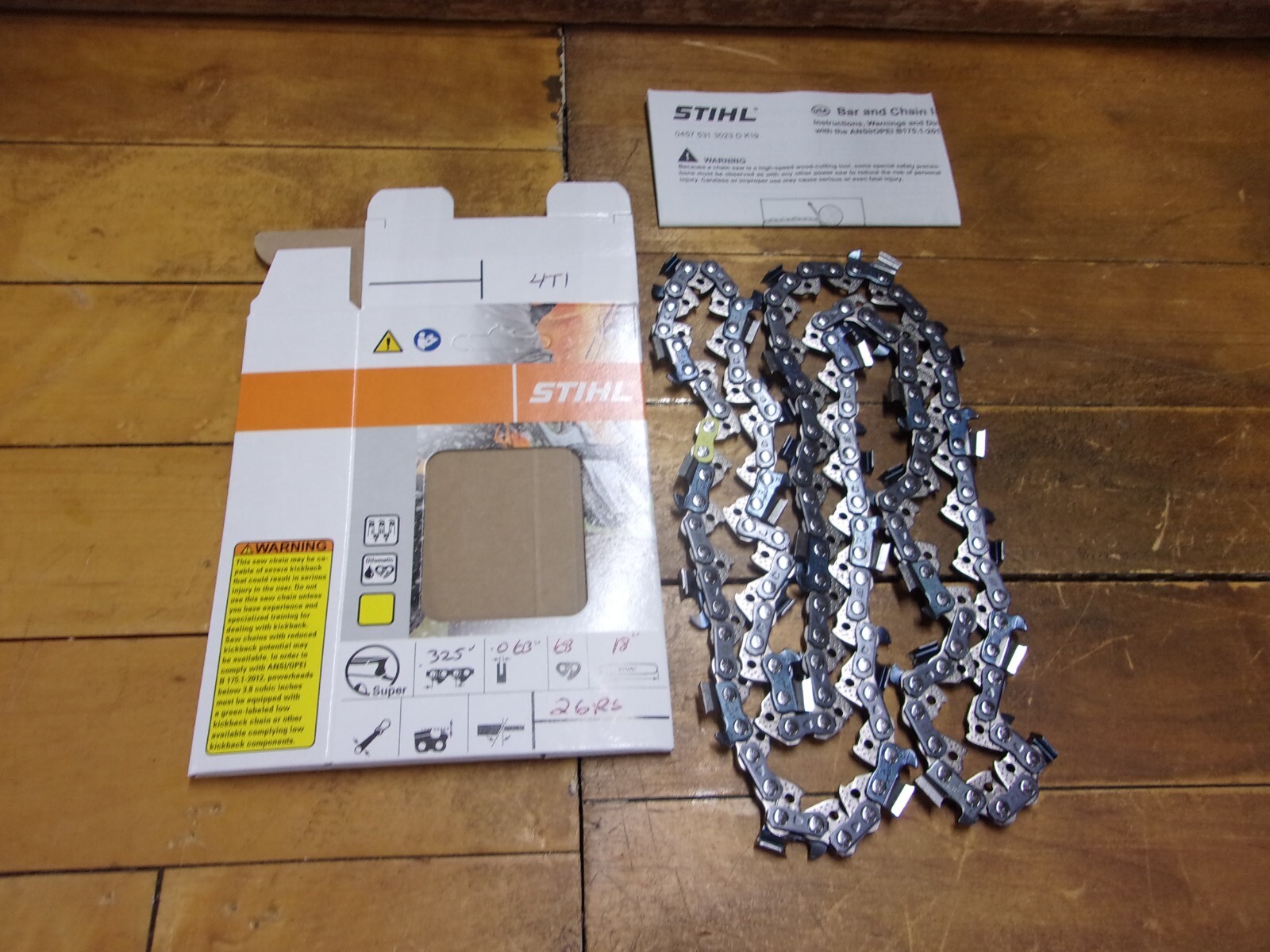 Stihl OEM 18" Full Chisel Chain .325" .063" 68 DL 26RS-68 Yellow #GM-4T1