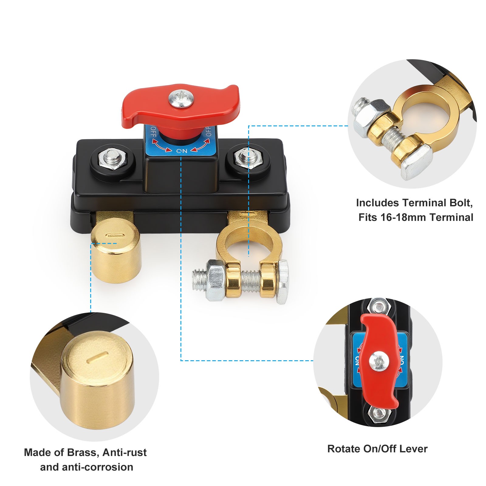 2Pcs Universal Battery Disconnect Switch 12V / 24V Cut Off Isolator for Cars RV