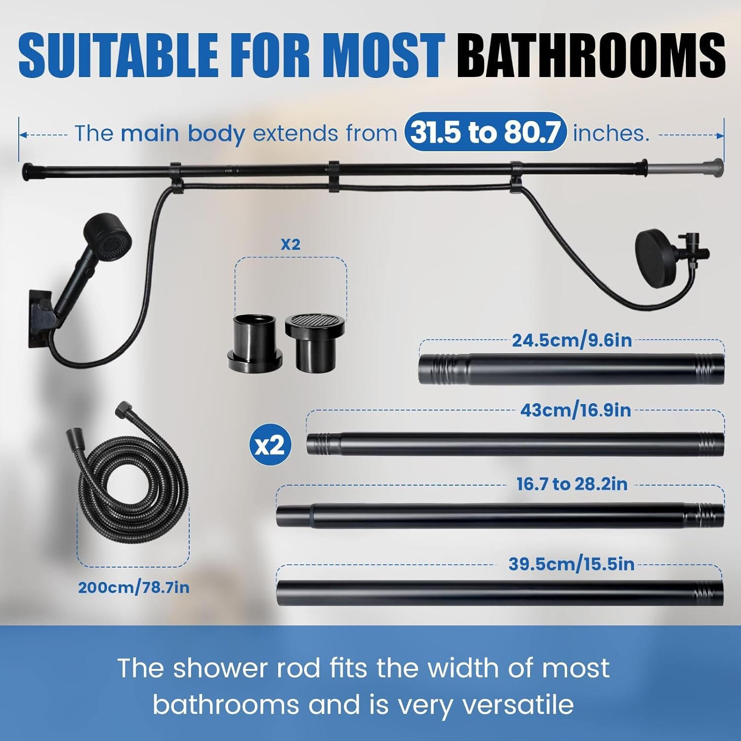Dual Shower Head for Couples, Adjustable Spray Modes, High Pressure, Tandem