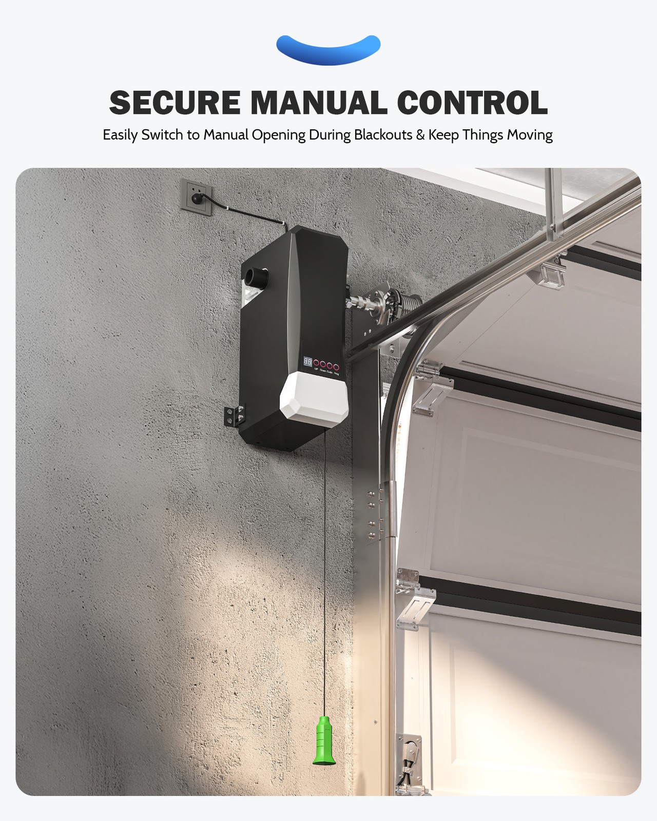 ZUMI Wall Mount Automatic Garage Door Opener w Remote Controls Infrared Sensors