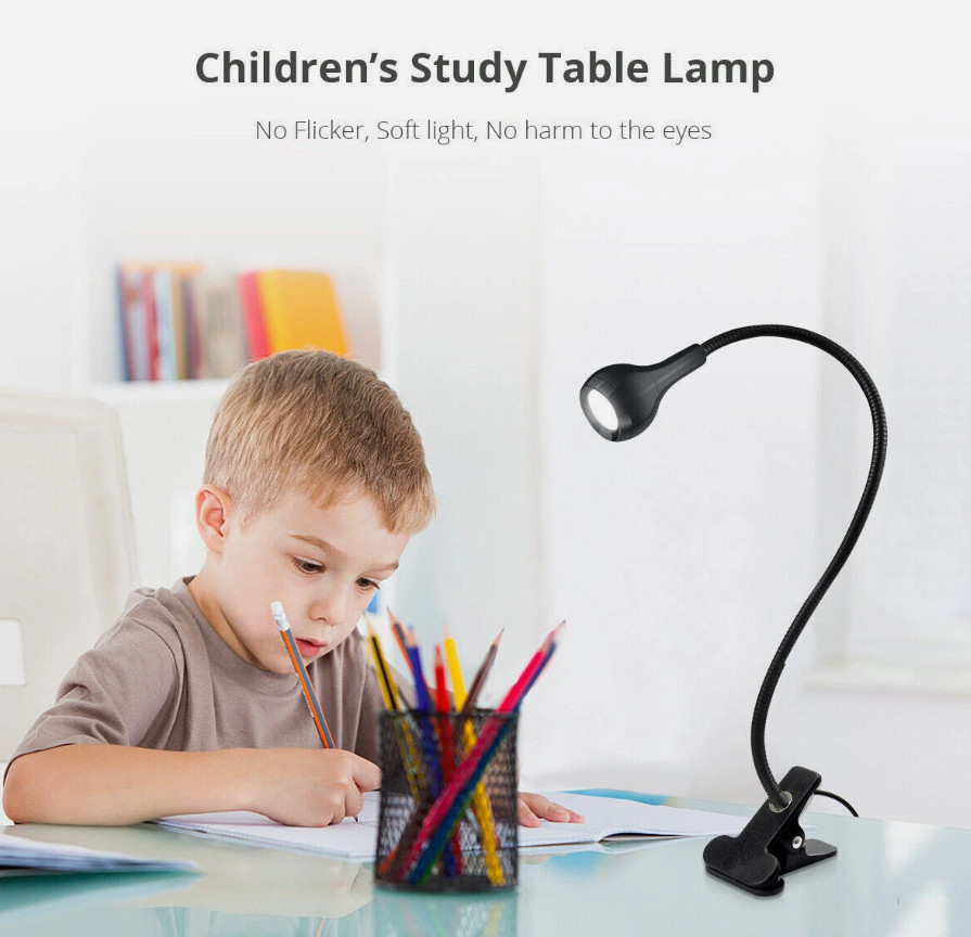 USB Reading Light Flexible LED Light Laptop Clip on Bed Desktop USA Black