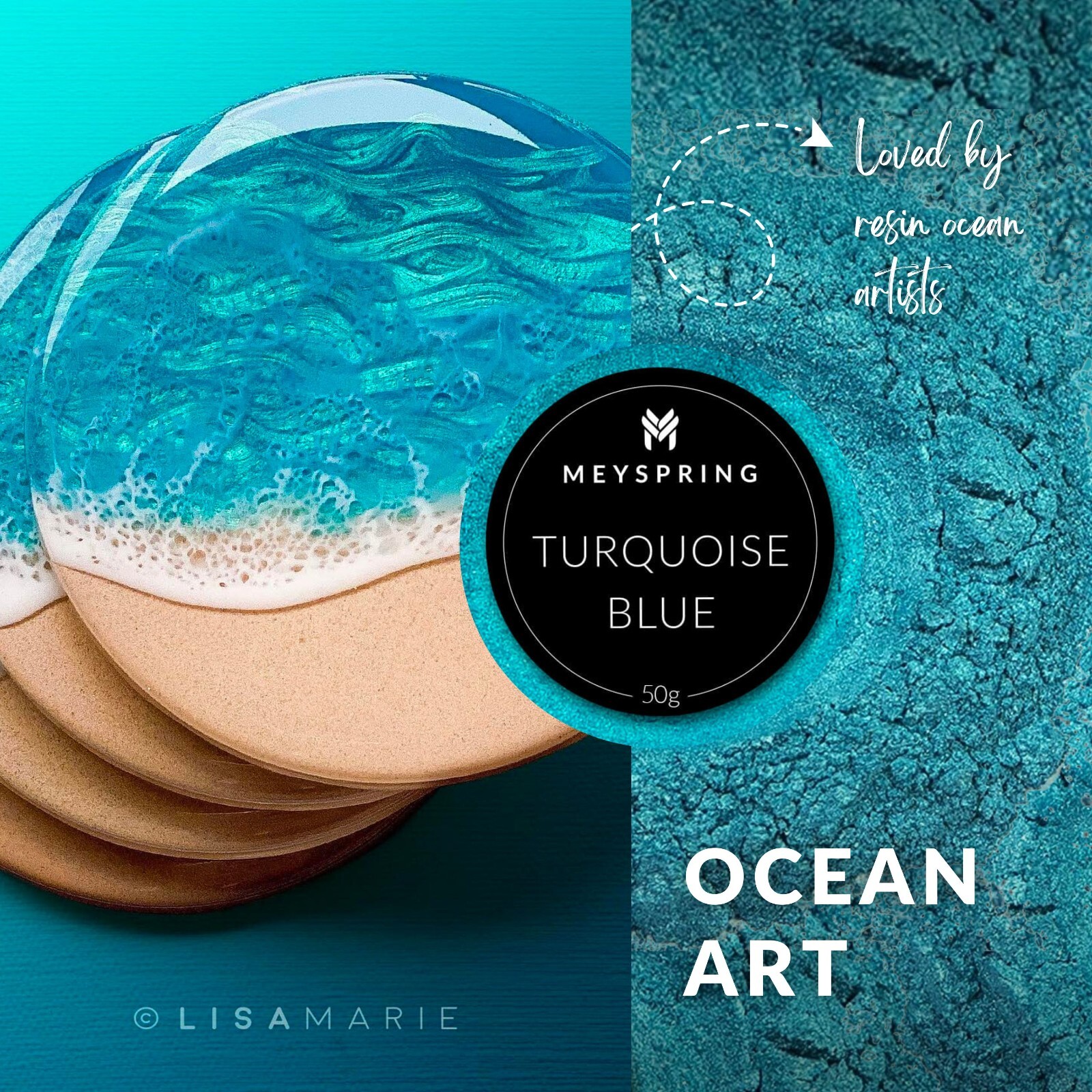 MEYSPRING Turquoise Blue Mica Powder for Epoxy - Resin Color Pigment