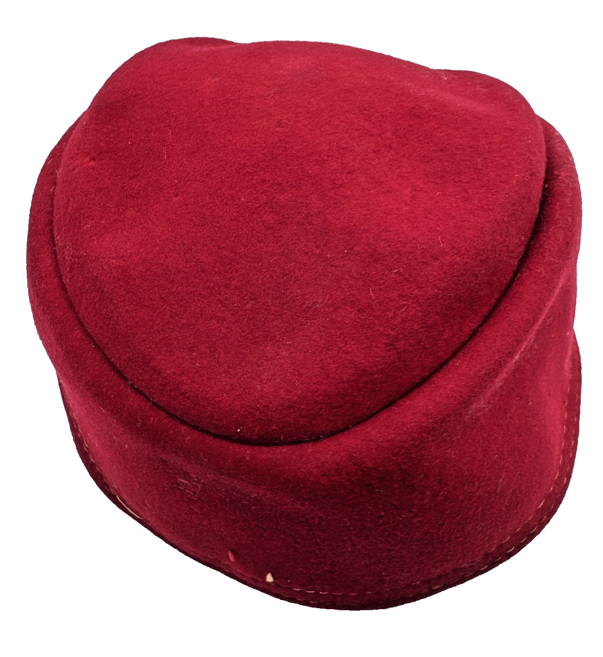 Vintage Merrimac Red Wool Pillbox Hat Made USA Womens Classic Retro