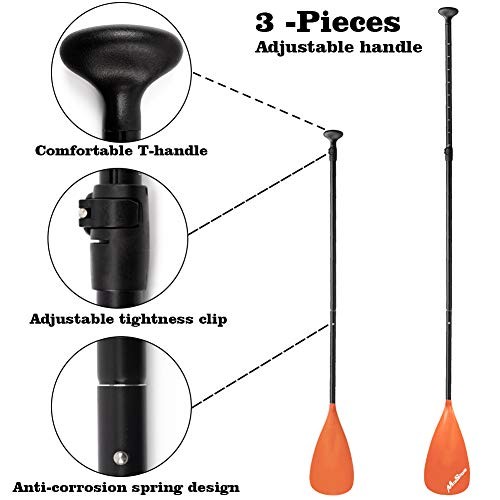 SUP Paddle - Adjustable 3 Pieces Stand Up Paddle Board Paddle A：Orange paddle