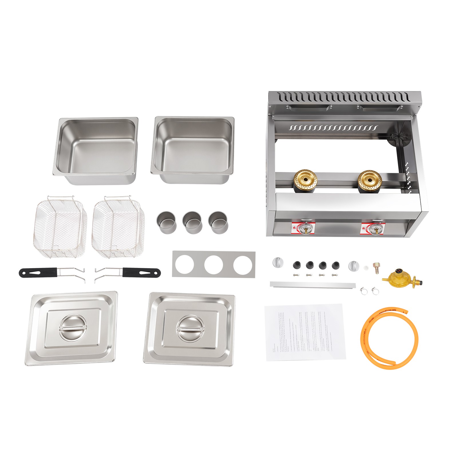 Commercial Deep Fryer with Basket and Lid Stainless Steel Dual Tank Fry Machine