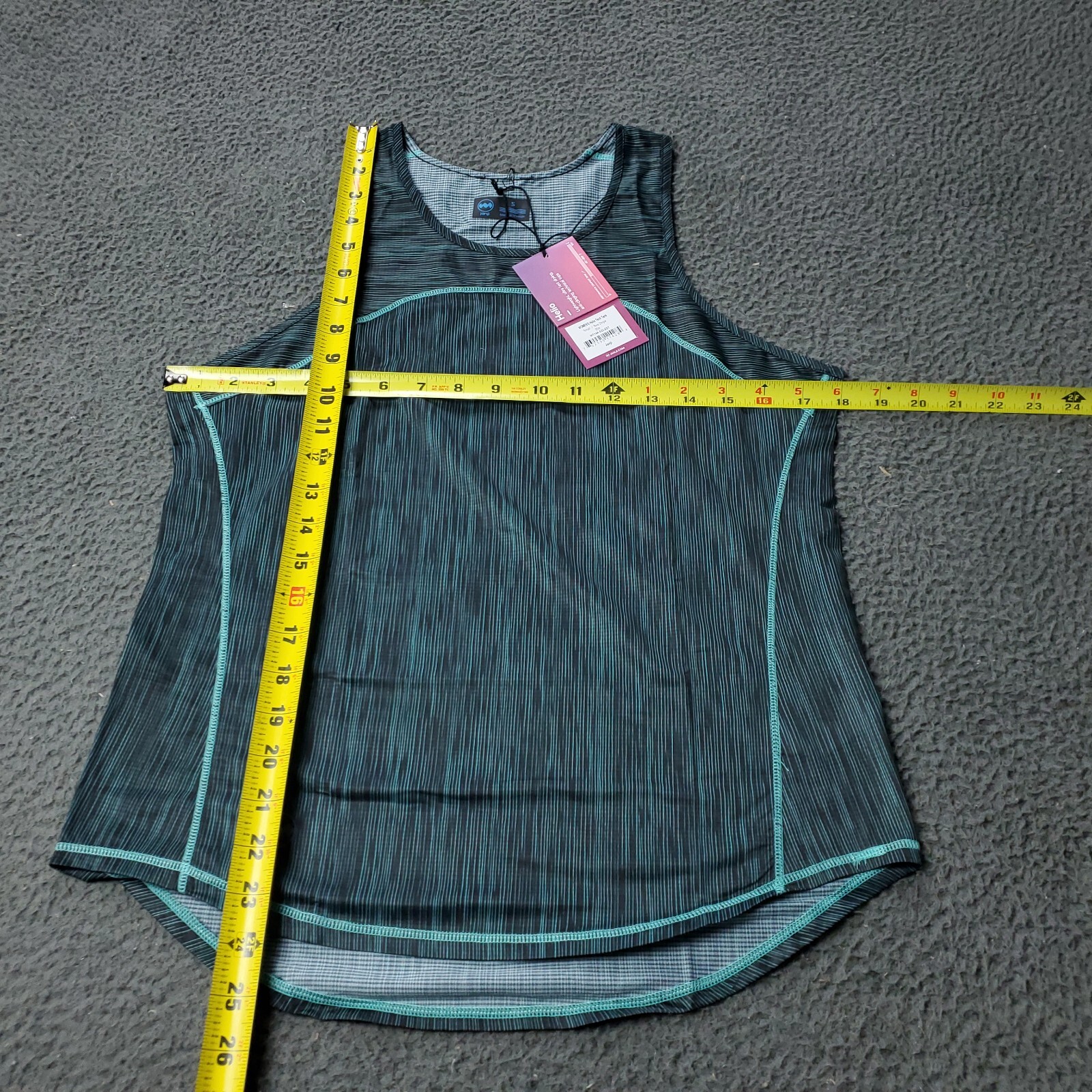 NEW Janji Helio Tech Womens S Small Tank Top Sea Striped Blue Green