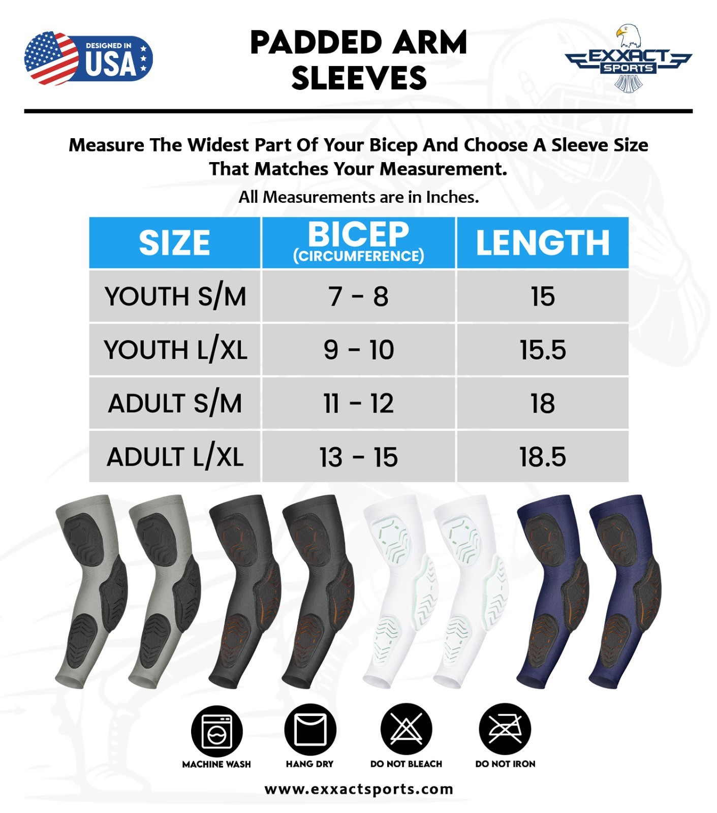 Exxact Sports Padded Arm Compression Sleeve – 3-Pad Protective Football-Baseball