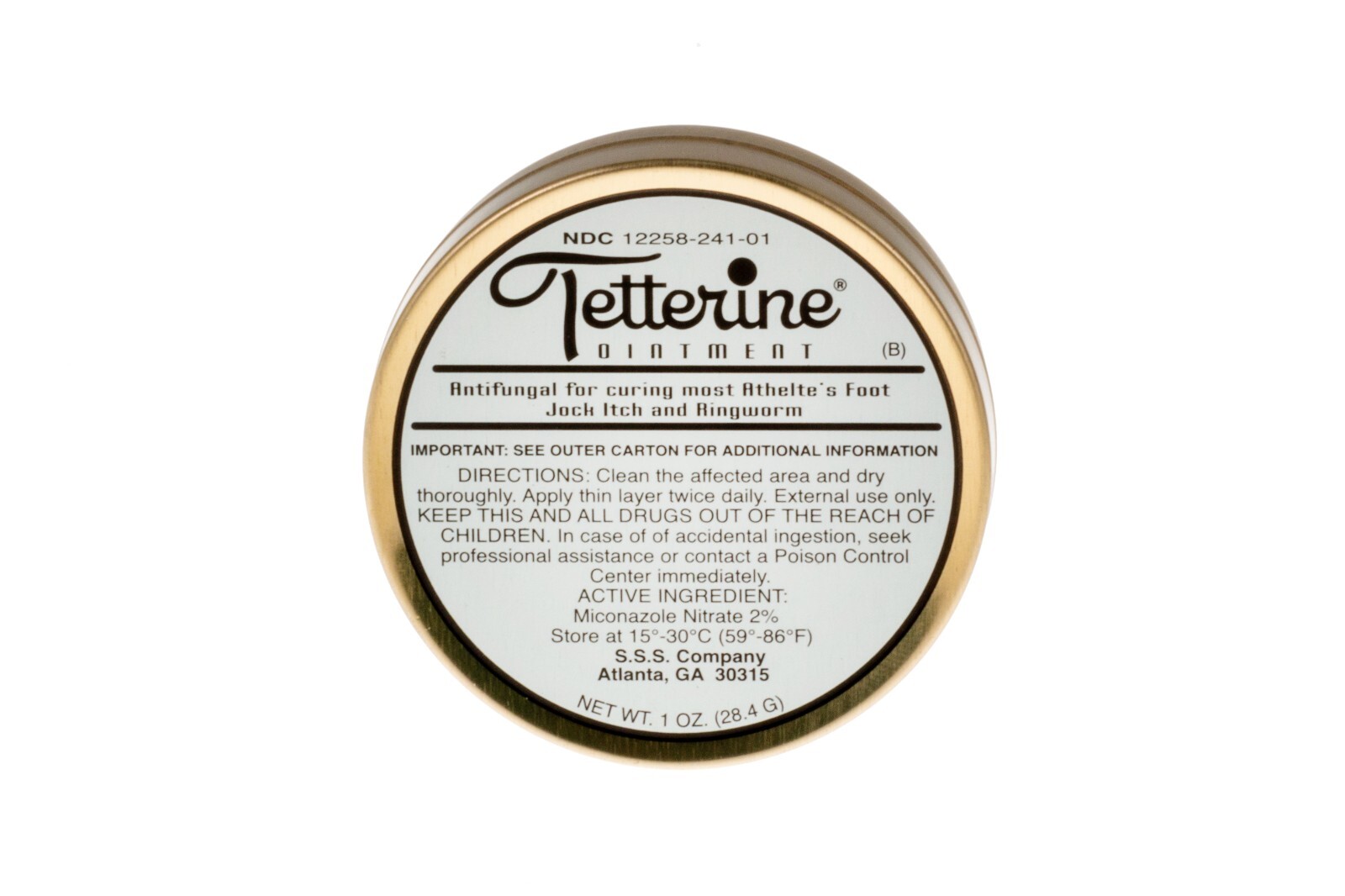 Tetterine Antifungal Salve for Athlete's Foot, Jock Itch, Ringworm - 1 oz