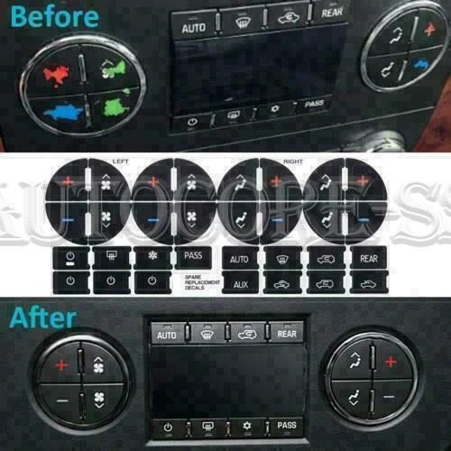 2PC Replacement Repair AC Dash Button Kit Decal Stickers For Chevrolet GMC Tahoe