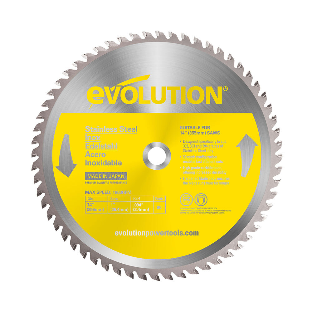 Evolution 14BLADESSN Stainless Steel Cutting Saw Blade, 14-Inch x 90-Tooth