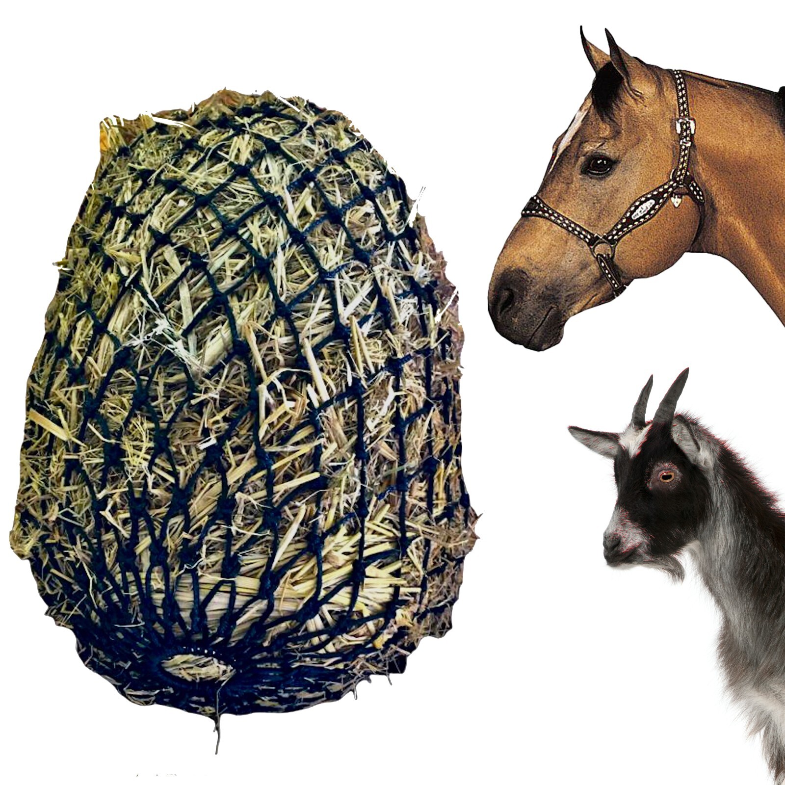 2”x2” Holes Slow Feed 40” Very Sturdy Hay Net with Bottom Ring for Horse