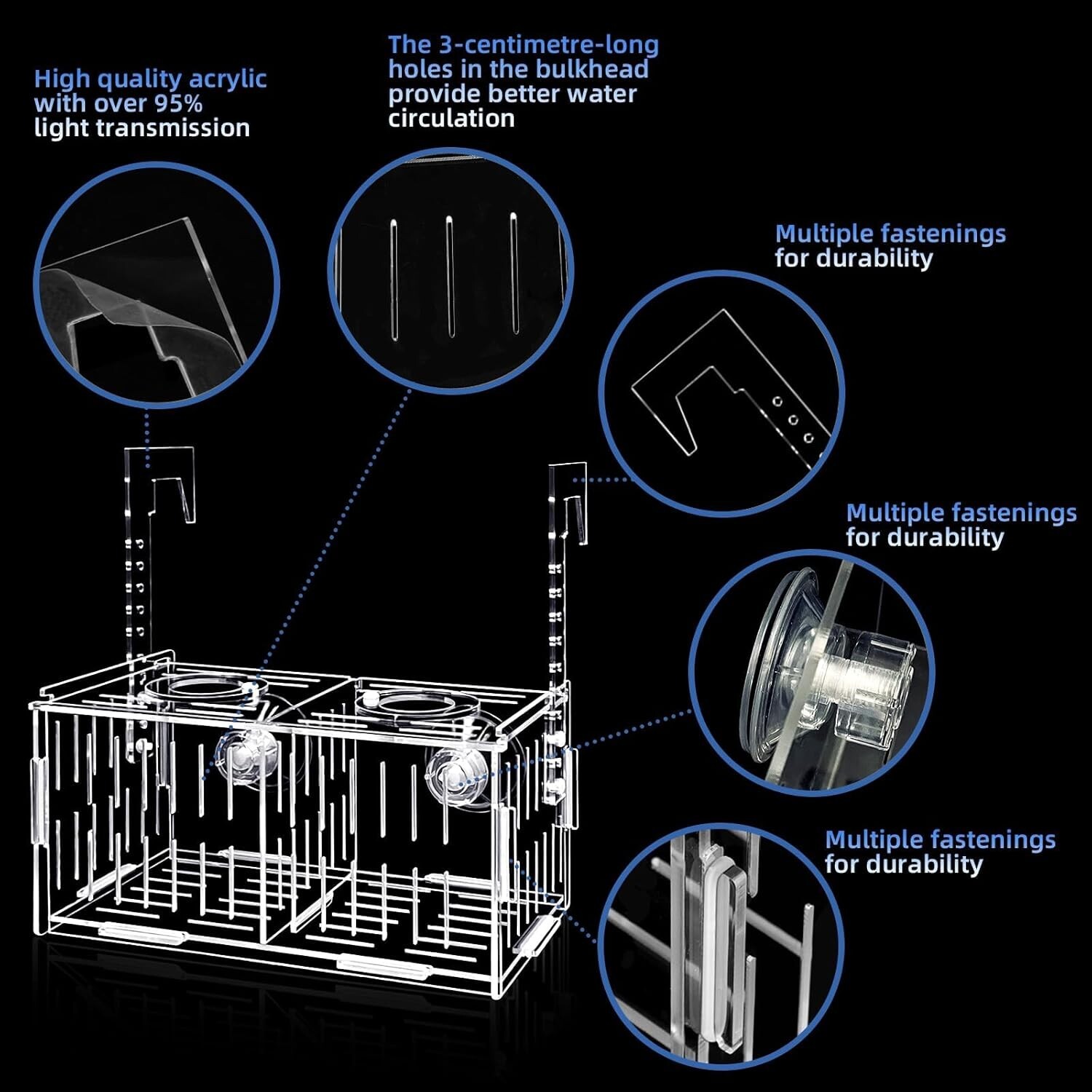 Breeder Box for Fish Tank,Fish Breeder Box for Aquarium, Guppy (2 Cells)