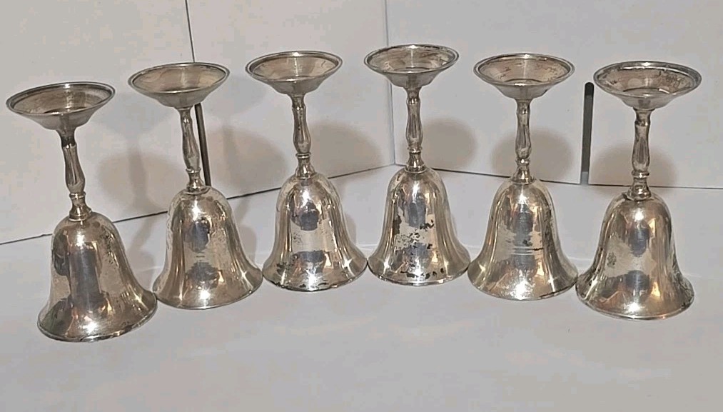 6 Vintage E.P.N.S. Silver Plated Wine Goblets, 3 1/2"Tall.