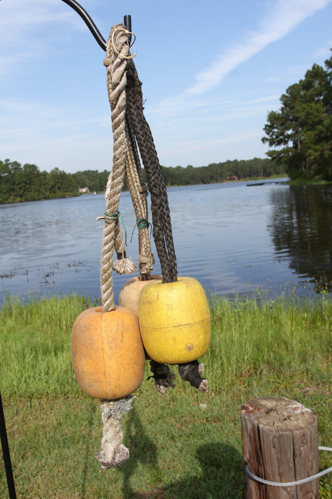 BOUYS ON A ROPE,  Costal Wall Decor, 3 Single Floats, Boaters Decor, LTS - 22