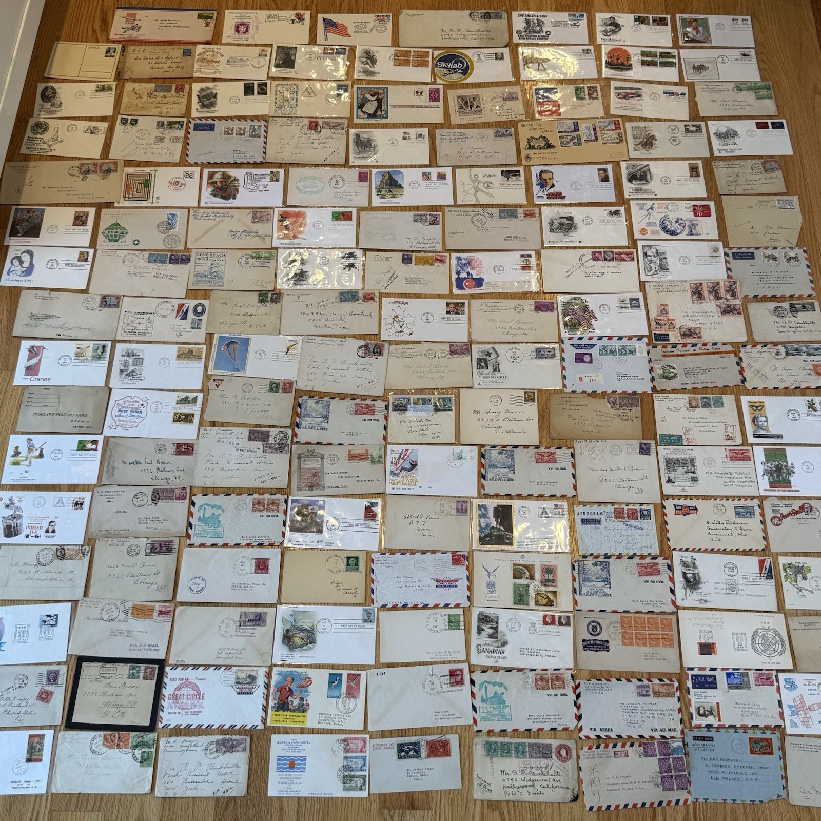 100 Early Postal Covers Random Pull 1890-1960 FDC Airmail Estate Lot