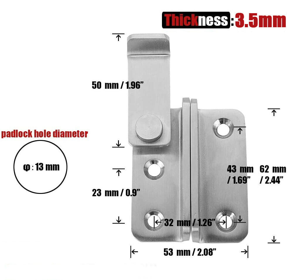 Flip Latch Thickened Heavy Duty Hasp Safety Sliding Door Lock Gate Latches-Large