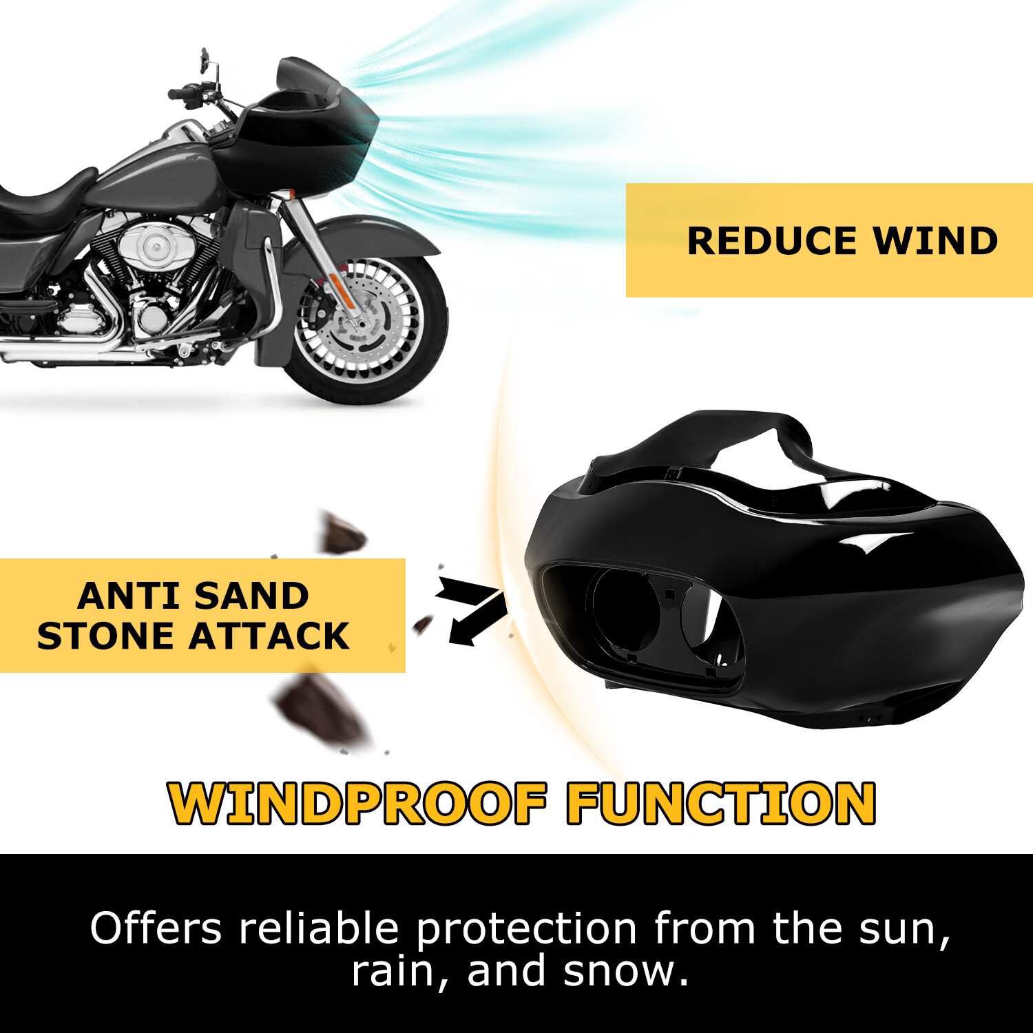 Vivid Black Front Inner Outer Headlight Fairing For Harley Road Glide FLTR 98-13