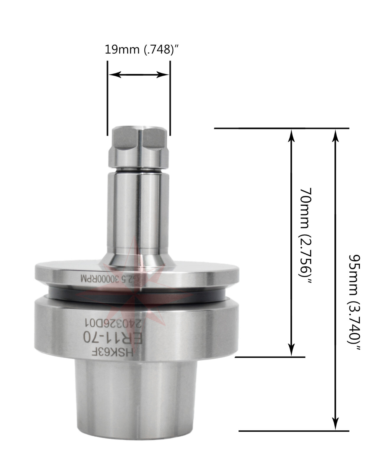 HSK63F-ER11A-70 Collet Chuck Tool Holder G2.5 30k RPM CNC Router HSK 63F