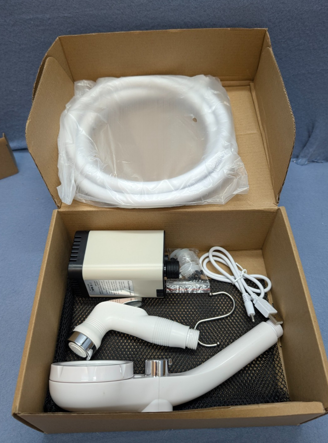 Portable Shower for Camping, Rechargeable Electric Camping Shower Pump White