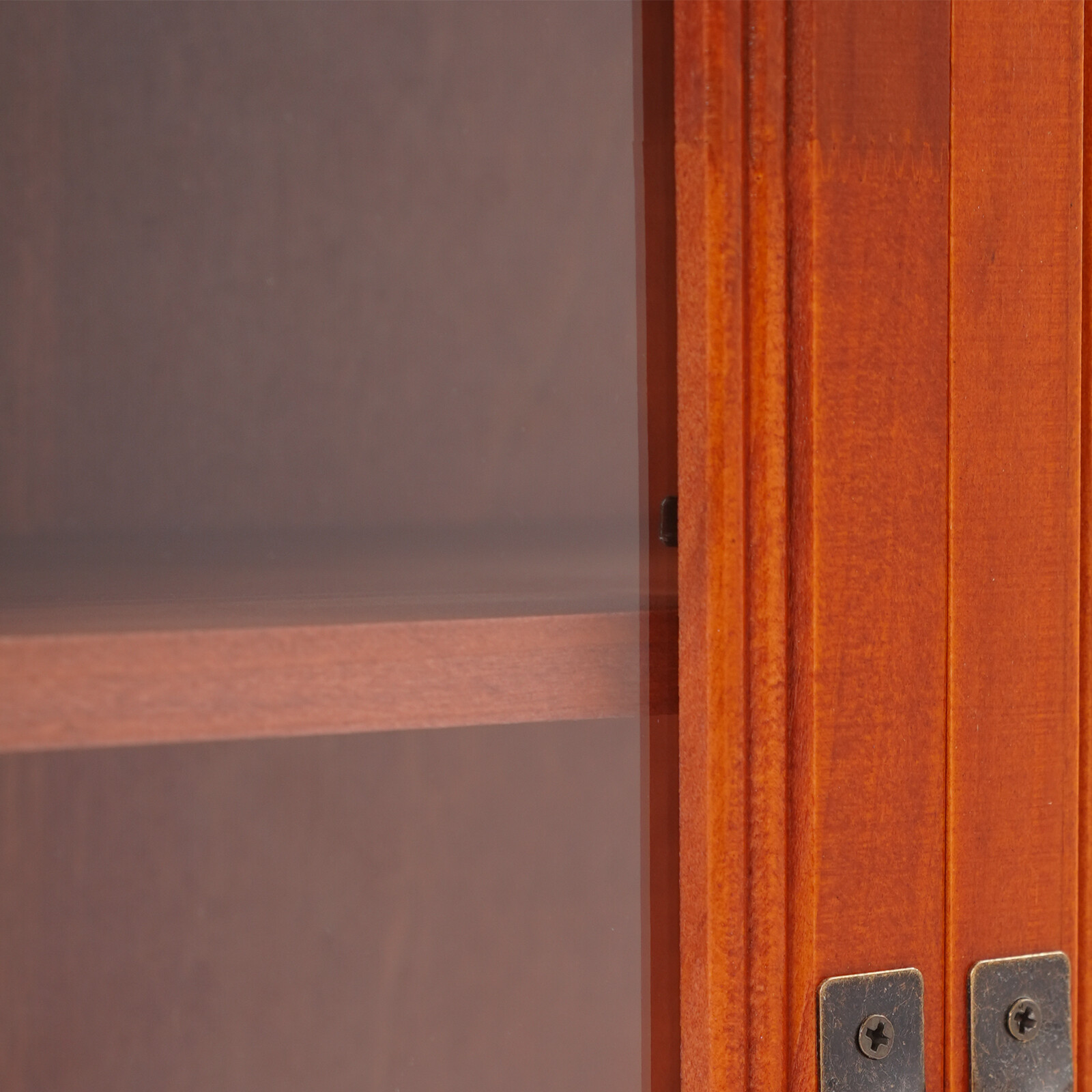 12.09*4.72*14.17in Brown Solid Wood& Acrylic Freestanding 3-tier Storage Cabinet