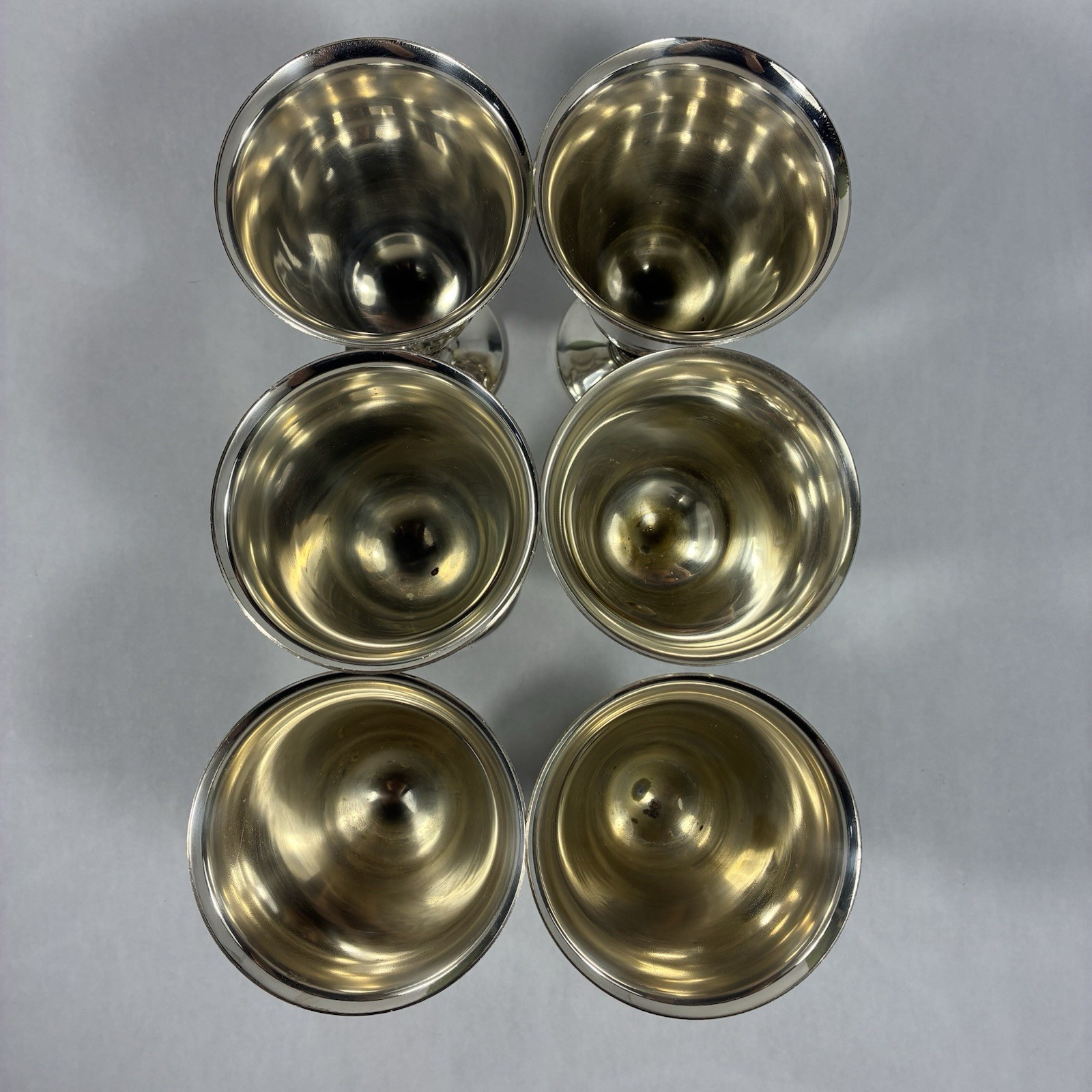 6 Vintage Silver Plated Wine Goblets Spanish Twisted Grapevine Stem Cups Clean