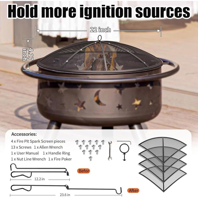 Heavy Duty Fire Pit Spark Screen Durable Outdoor Metal Cover Campfire Shield New