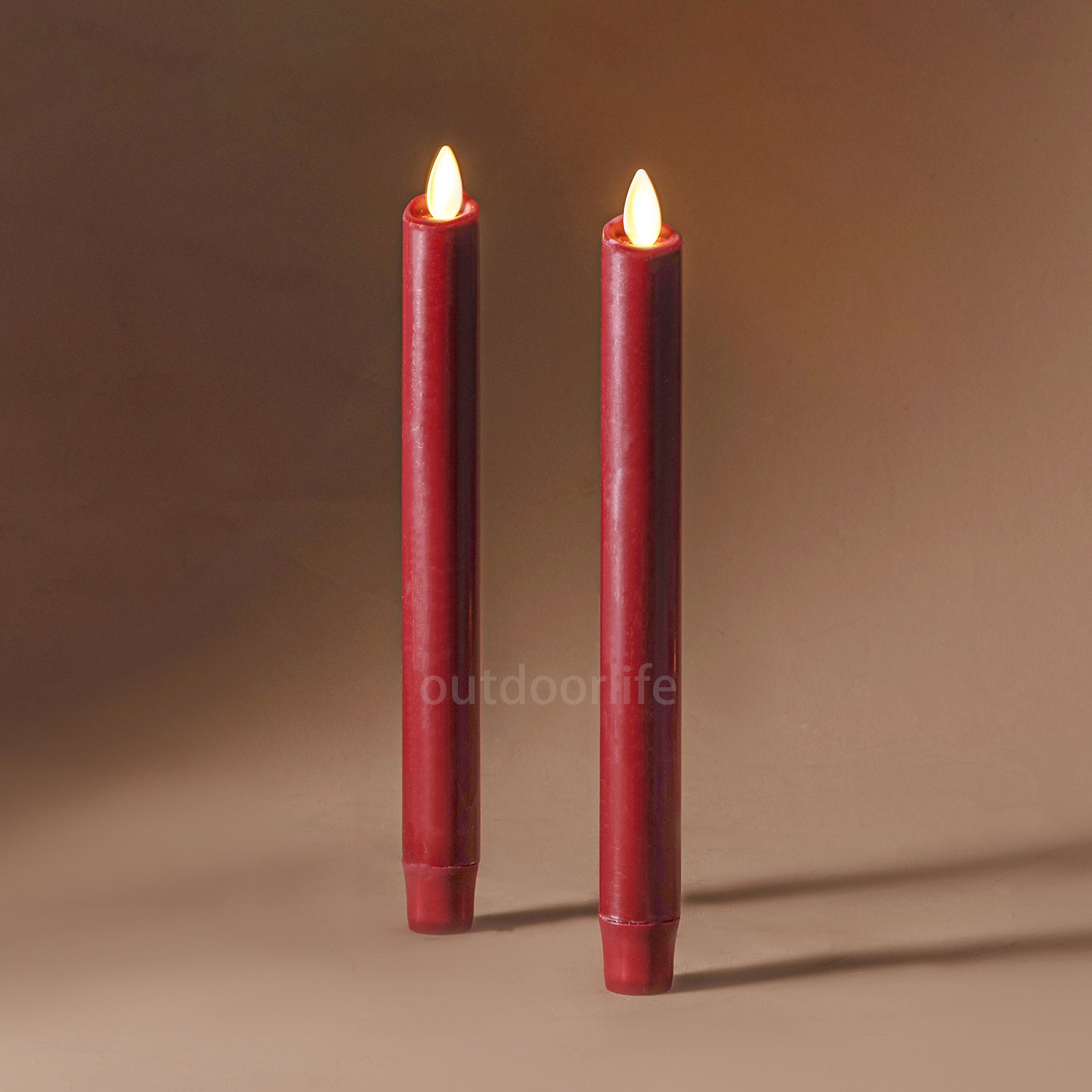 9.5" Luminara Flameless Wax Burgundy LED Taper Candles with Remote Moving Wick