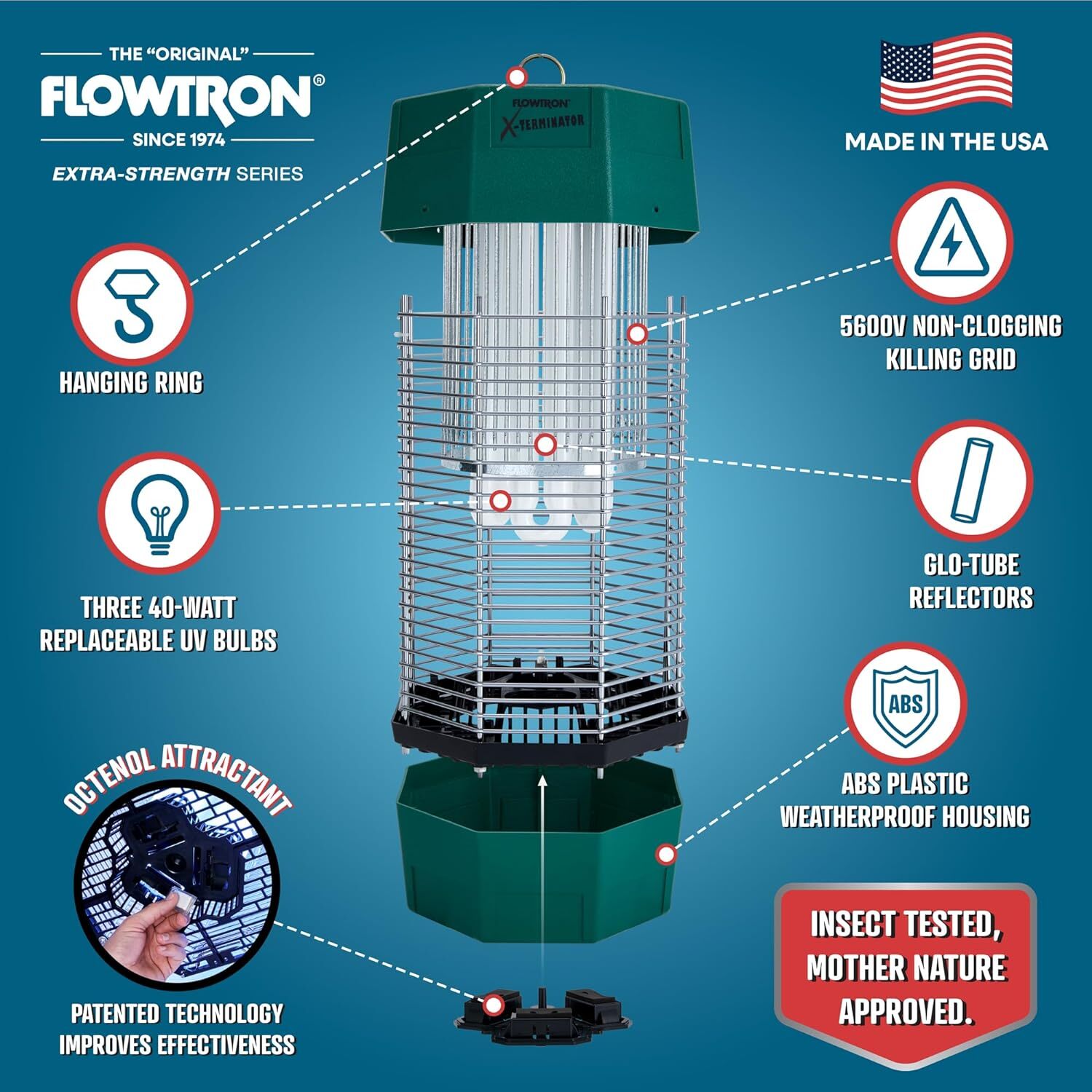 Flowtron 2 Acres Electric Bug Zapper, 120W Outdoor Bug Zapper w/UV Light & More