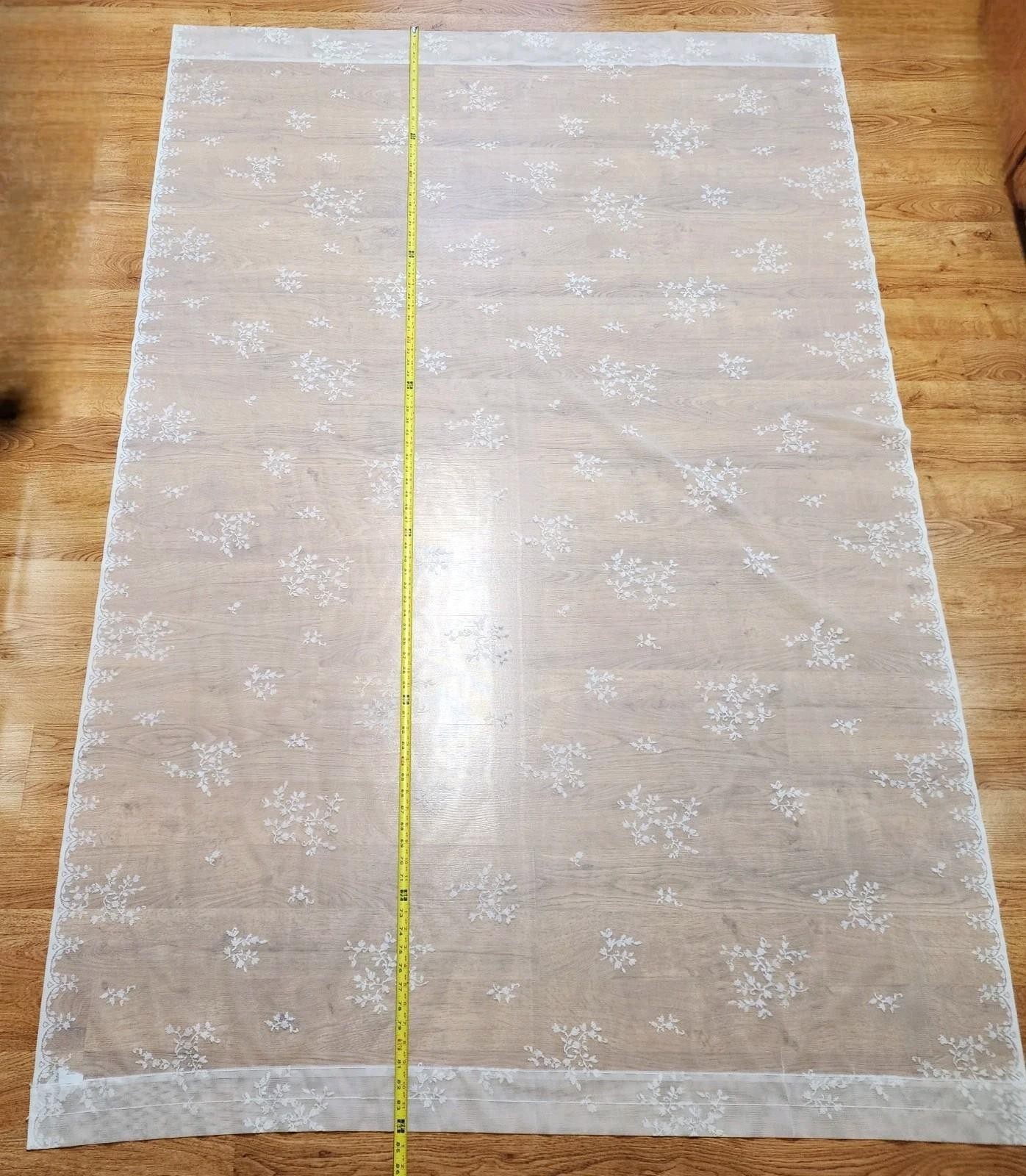 Vintage Pair Floral Lace Curtain Panel Cottagecore Sheer Window Covering READ