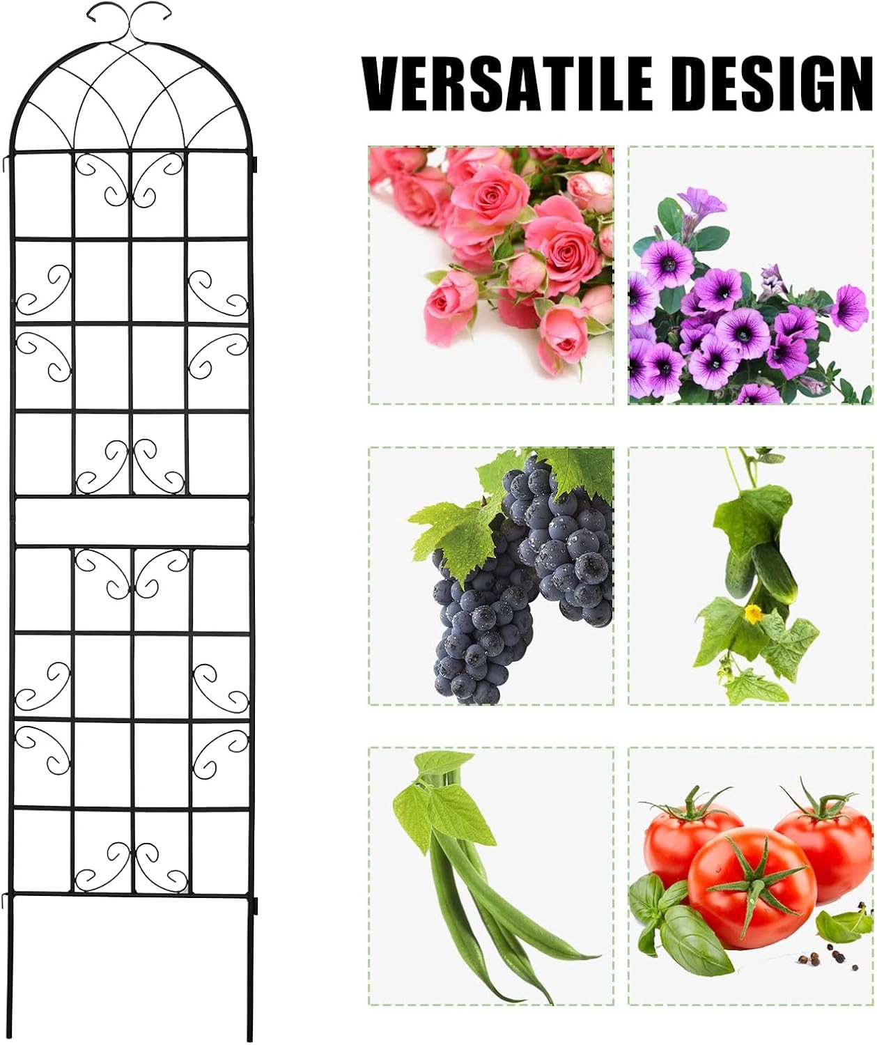 4 Pack 87"x 20" Metal Garden Trellis Wire Lattice Grid Panel for Climbing Plants