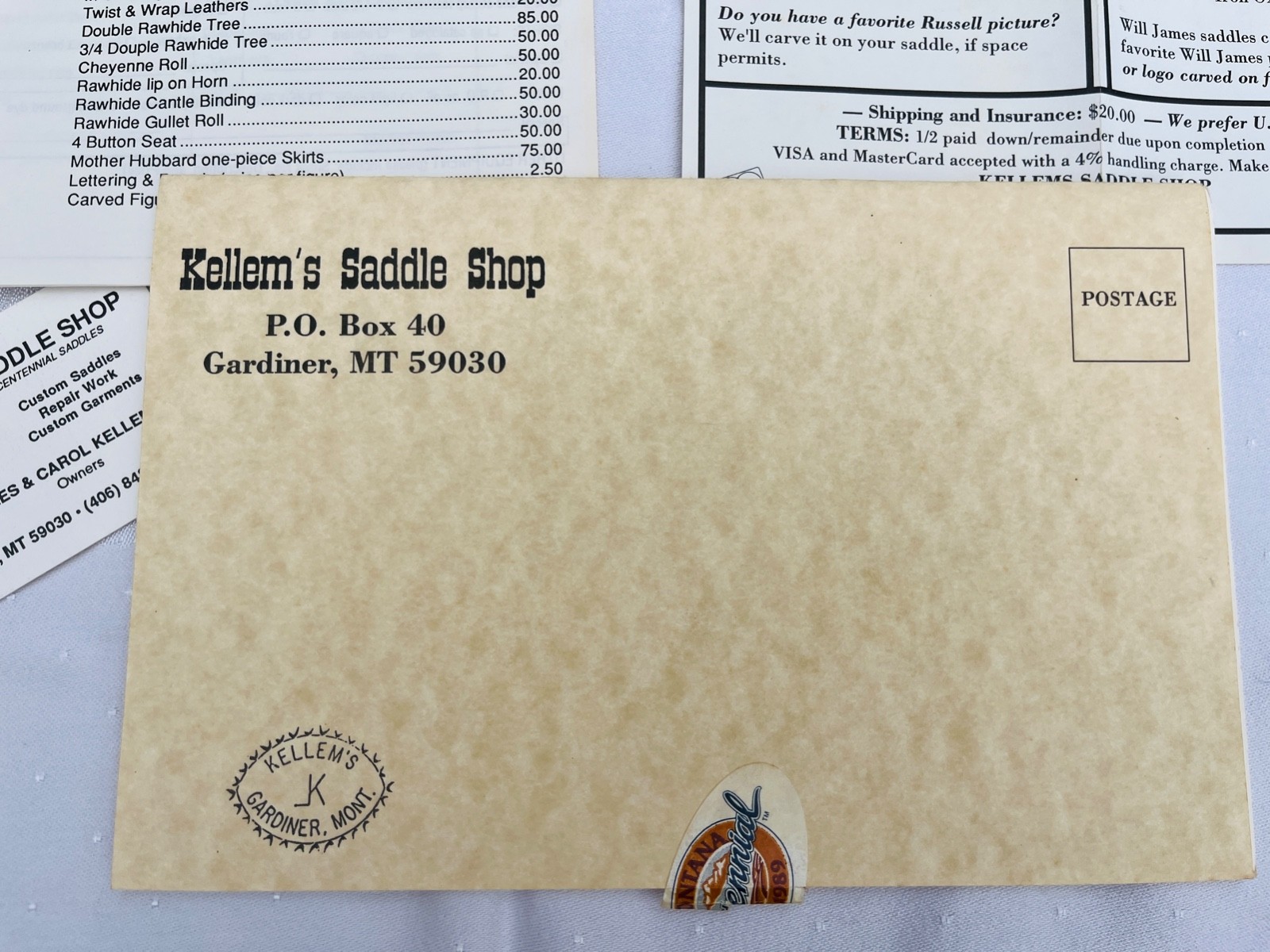 RARE VTG 1989 KELLEM'S SADDLE SHOP Montana Centennial Catalog/Price List