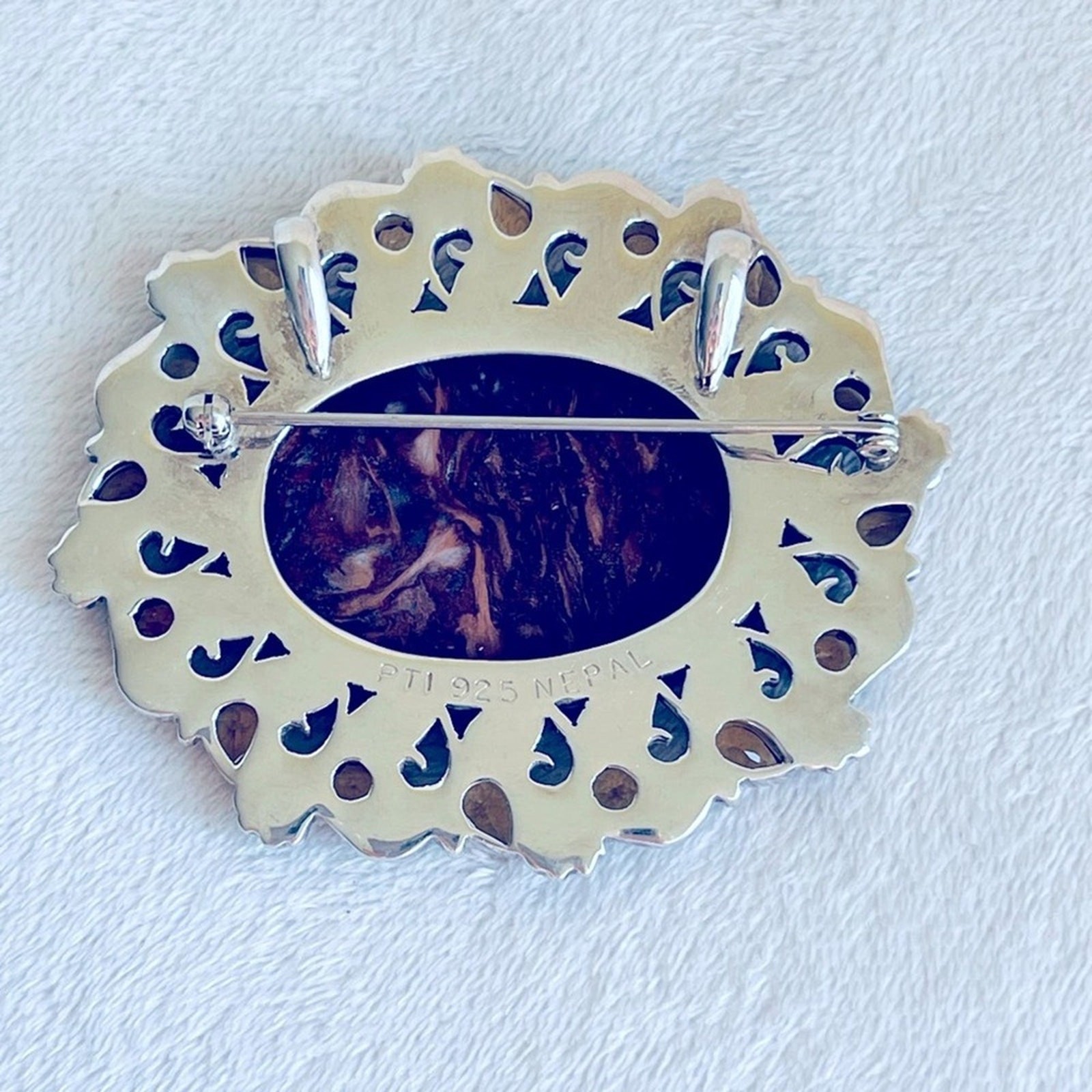 Brooch Pendant Sterling Silver Himalayan Agate Citrine Nepal PTI Pin