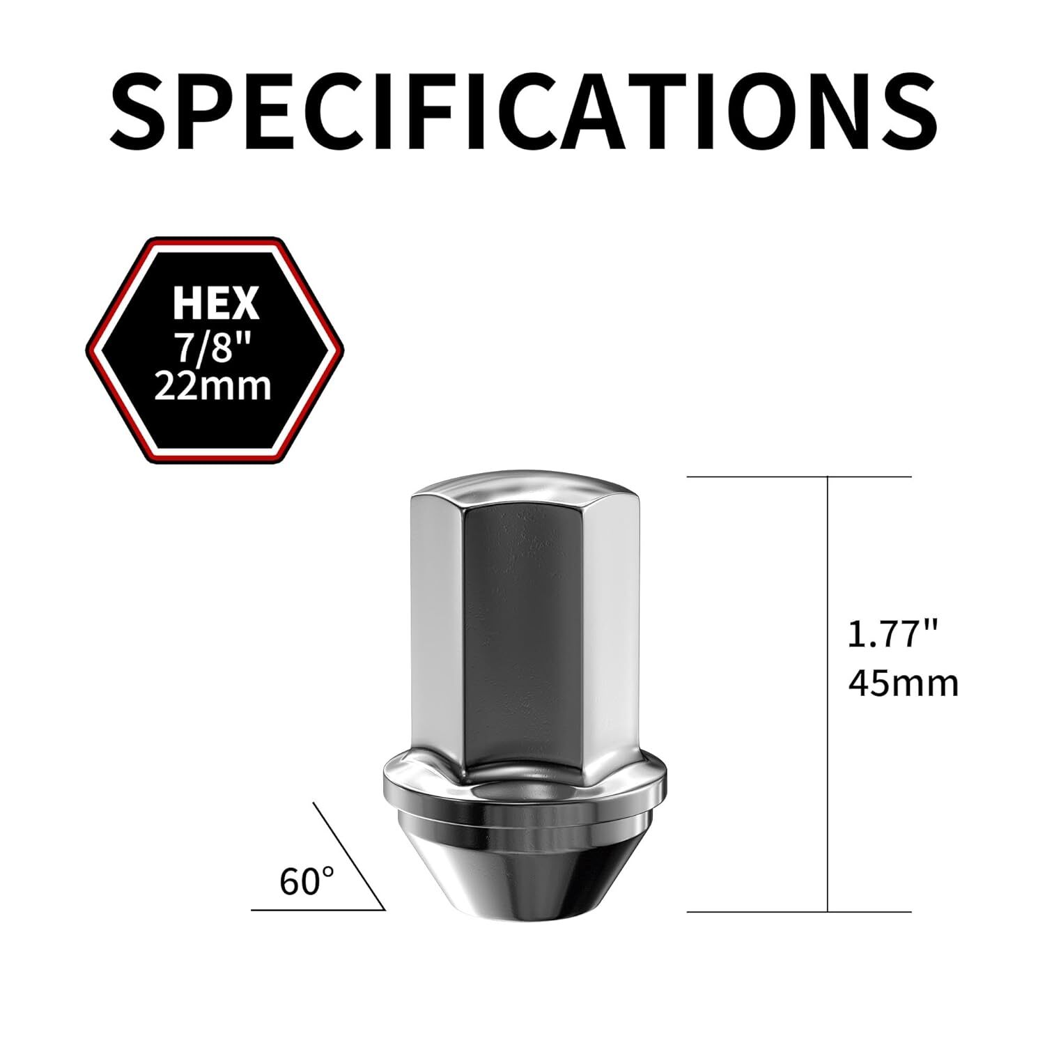 24 FIT FORD F-150 2015-2020 OEM REPLACEMNT SOLID LUG NUTS M14X1.5 CHROME