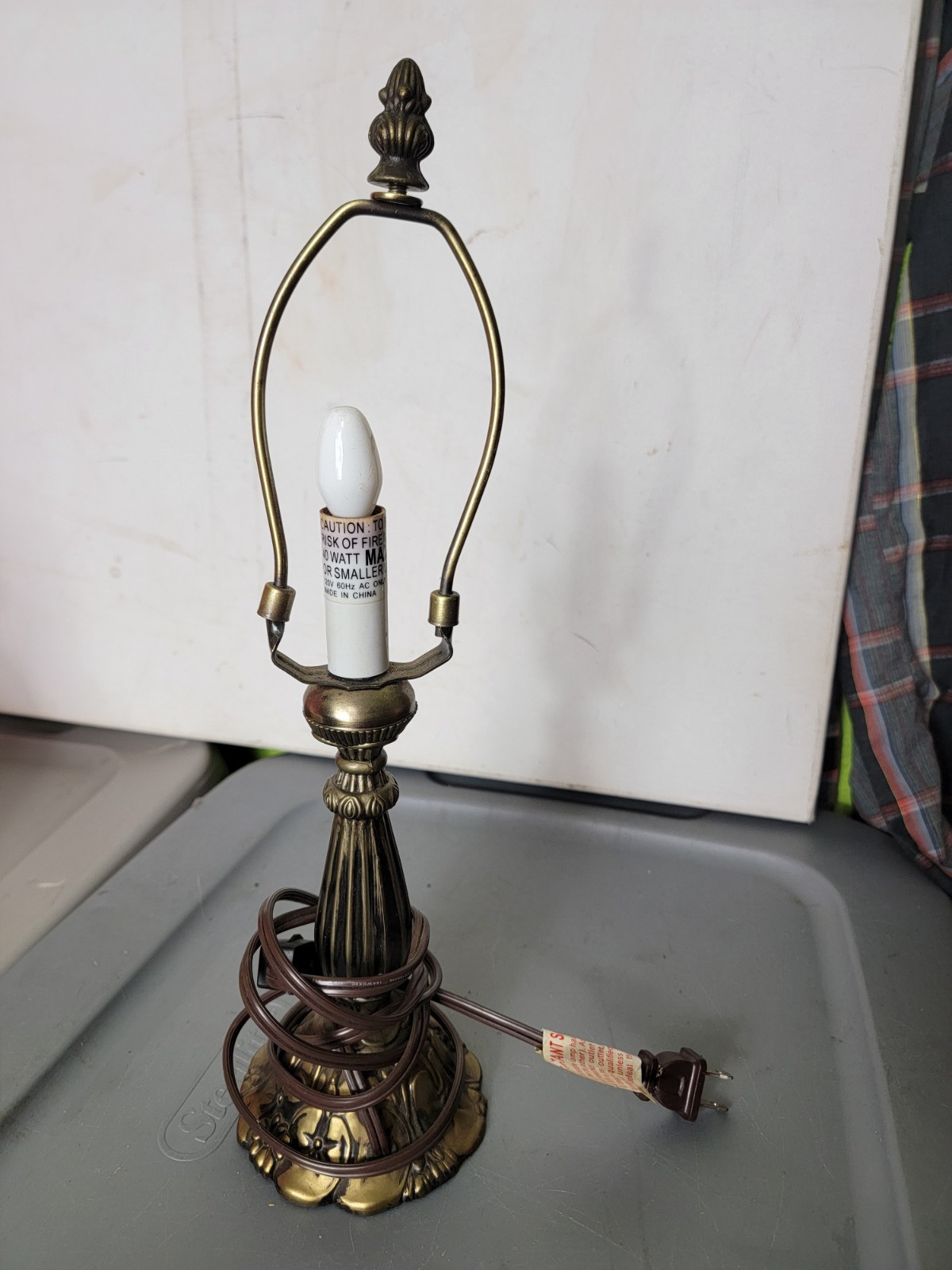 Tiffany Style Rose Table Handmade Accent Lamp No Shade MCM Lotus Victorian