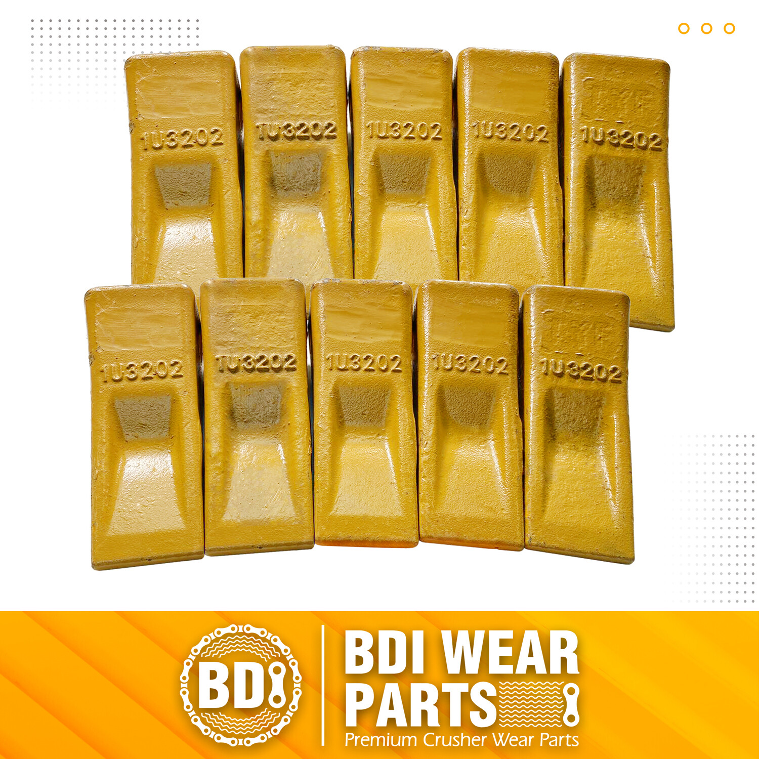 1U3202 Bucket Teeth with Pins 8E6208 Retainers 8E6209 for J200 Series - 10 Set