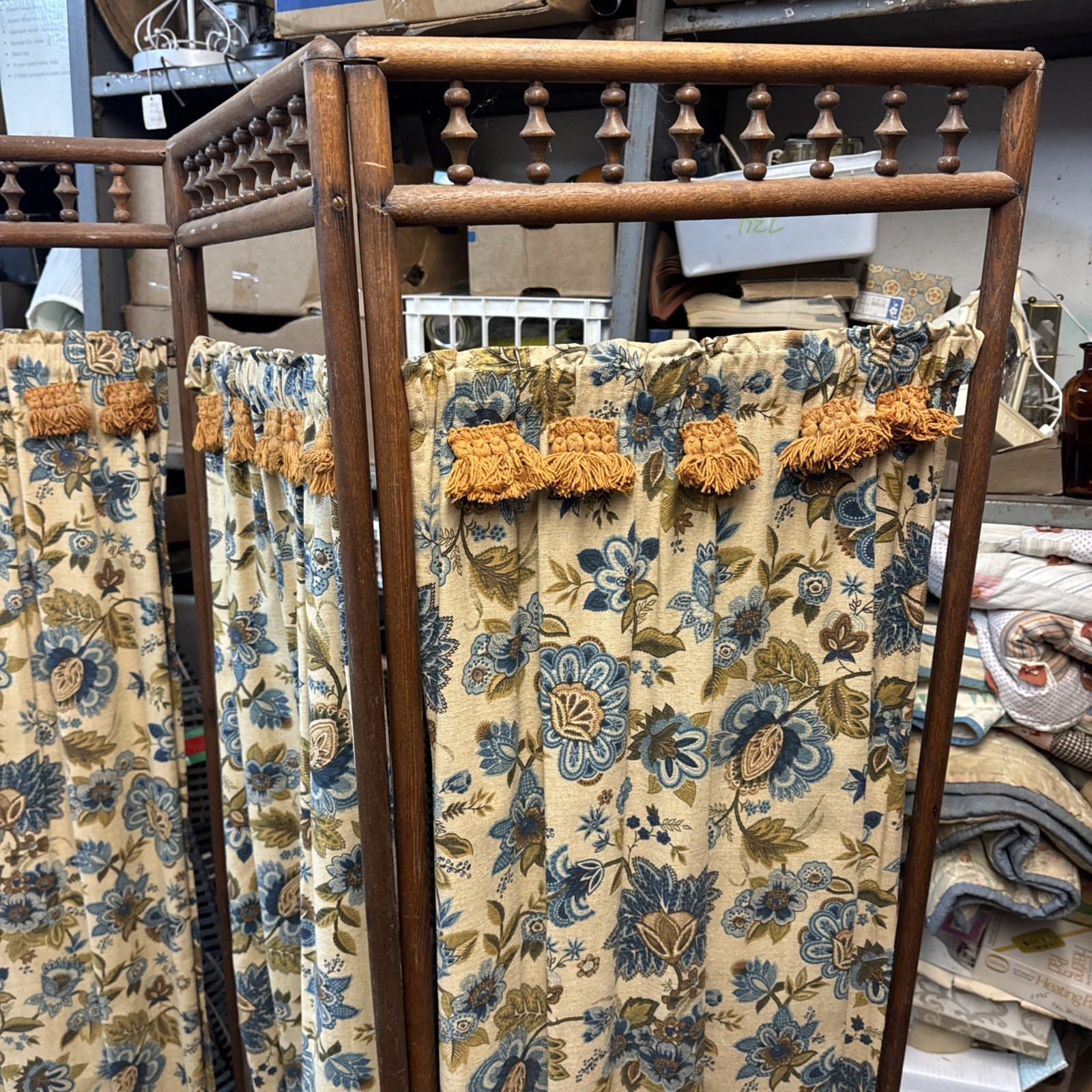 Vtg Bohemian Mid Century Modern Folding 3-Panel Room Divider Screen 65”x48”