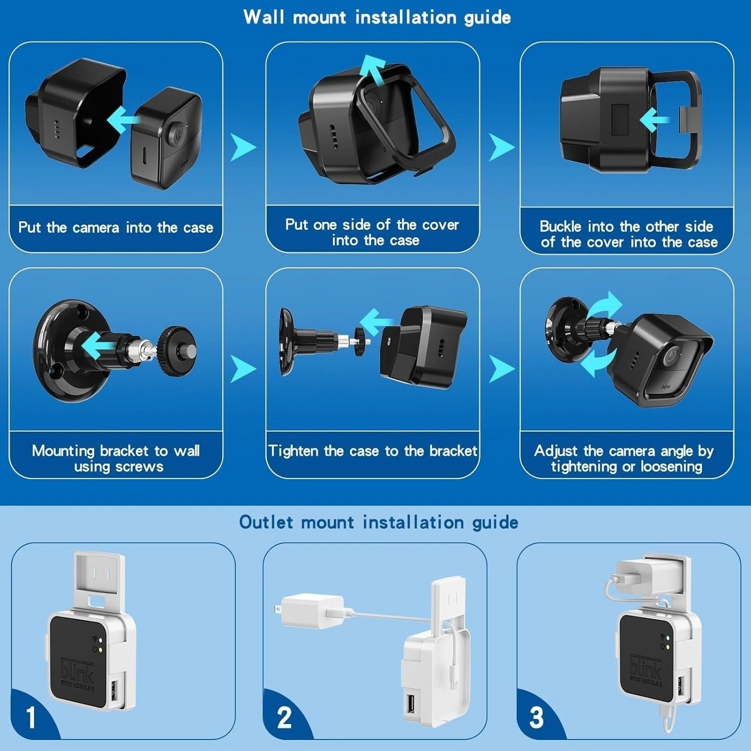 3 Pack All New Blink Outdoor & Indoor Wireless Home Security Camera System Mount