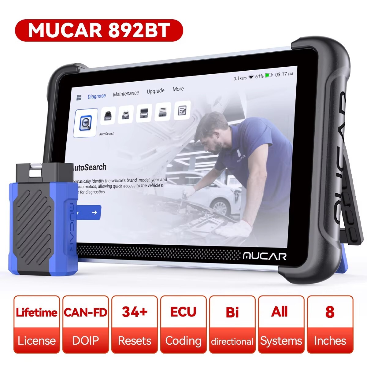MUCAR E.CU Coding 892BT OBD2 Scanner Diagnostic Tool Bidirectional Full Systems