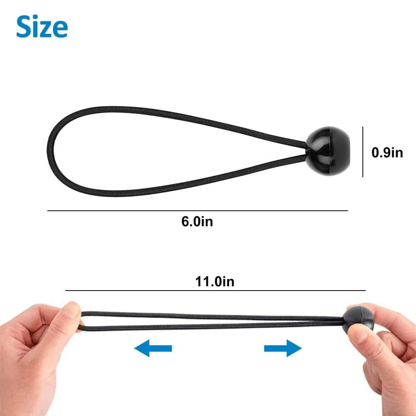 6" Ball Bungee Bungie Cord 100Pcs Black Heavy Duty Canopy Tarp Tie Downs *