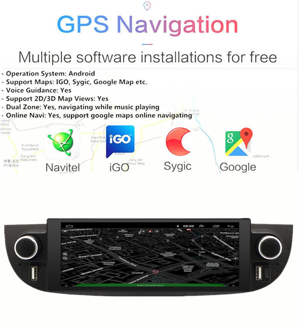 6.86in Touch Screen Car Radio Player USB RDS 4+32G Fit For Fiat 500 2007-2018