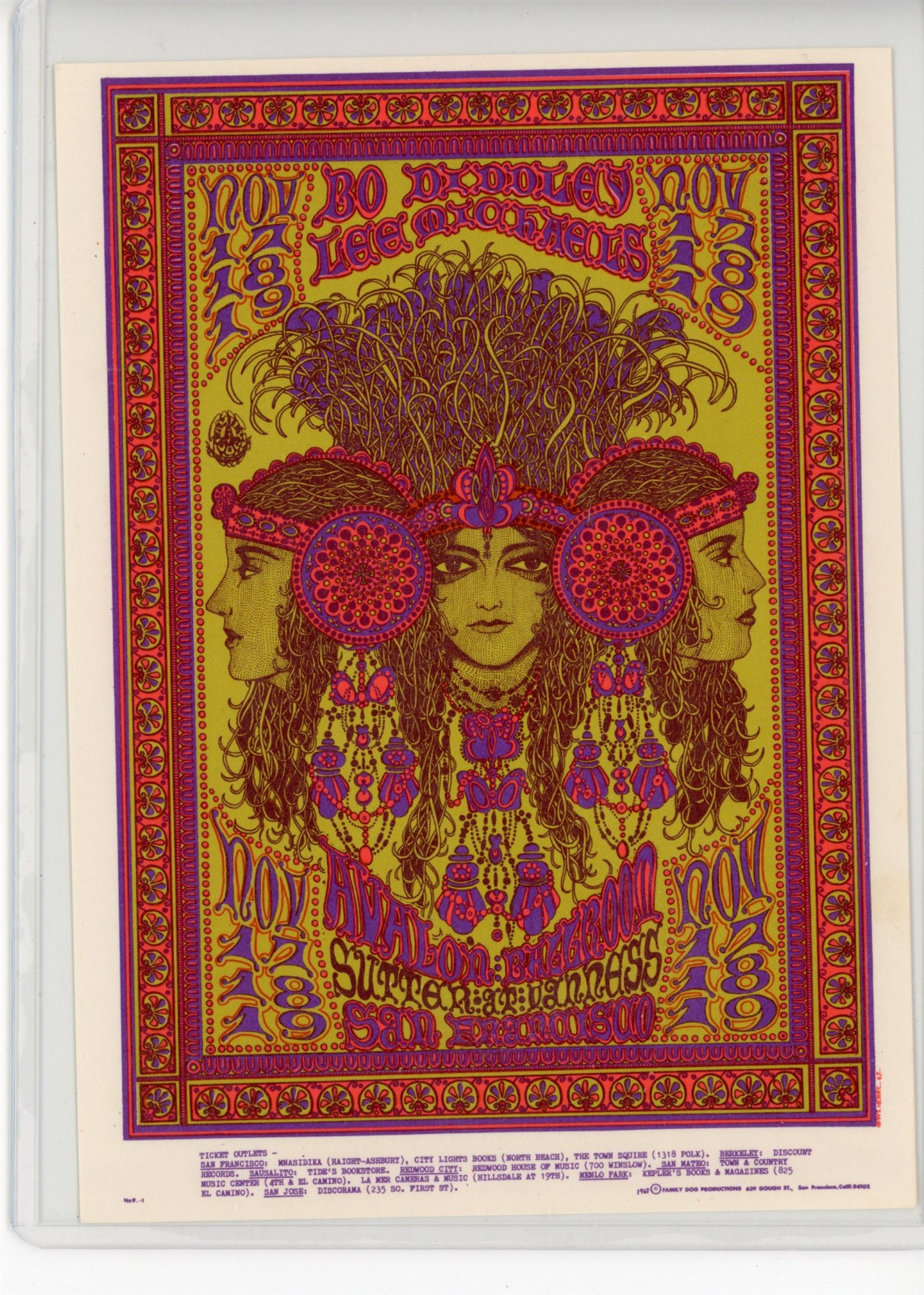 Bo Diddley Avalon Ballroom 11/17-19/67 Family Dog FD-92  William Harvey postcard