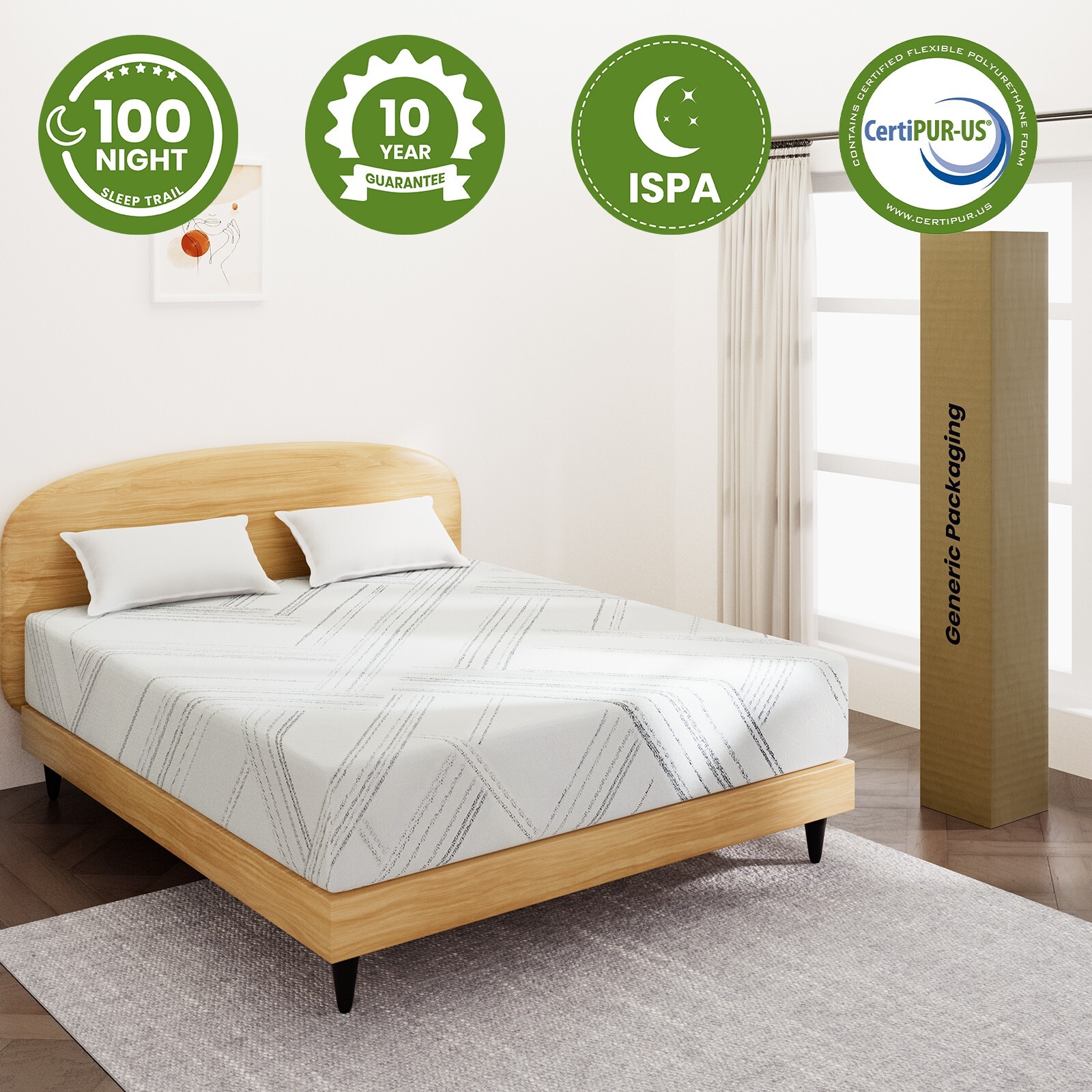 8" 10" 12" Twin Full Queen King Size Gel Memory Foam Mattress, Mattress in a Box