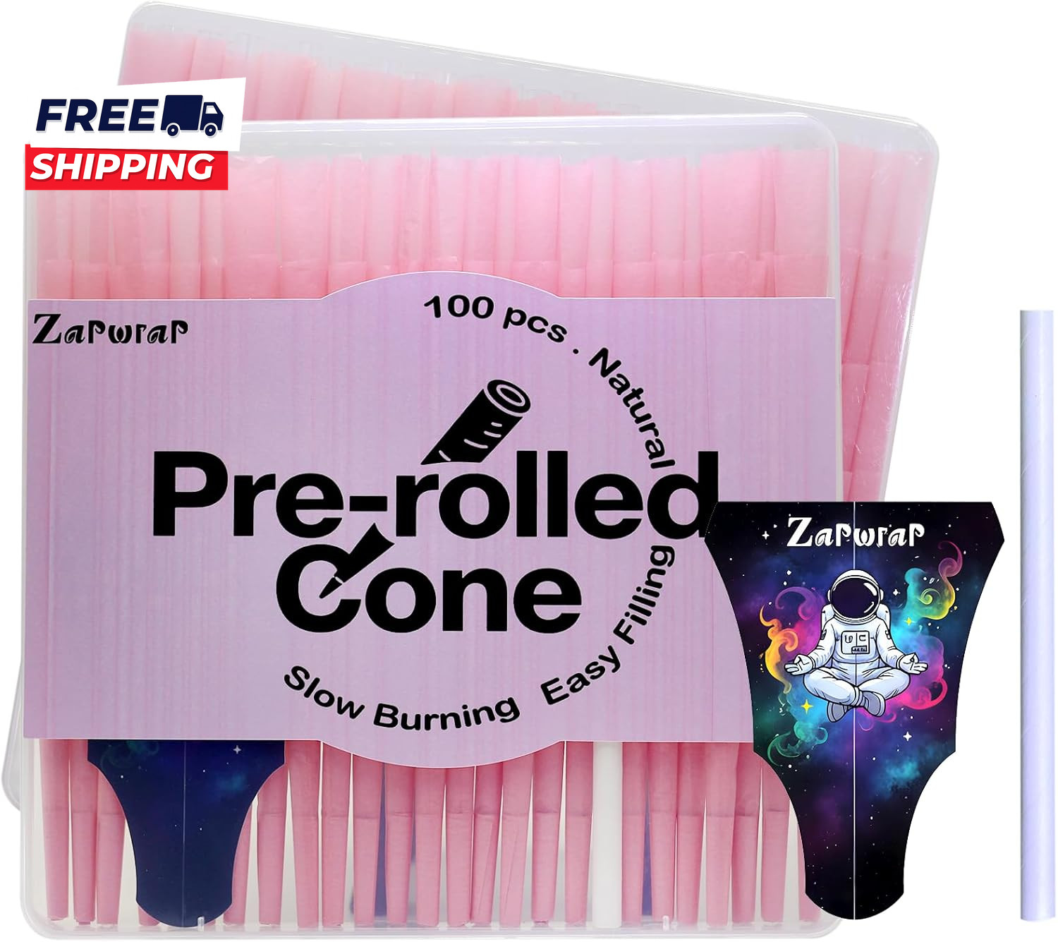 100 PACK Pink Cones Rolling Paper King Size  108Mm   Pre Rolled Cones