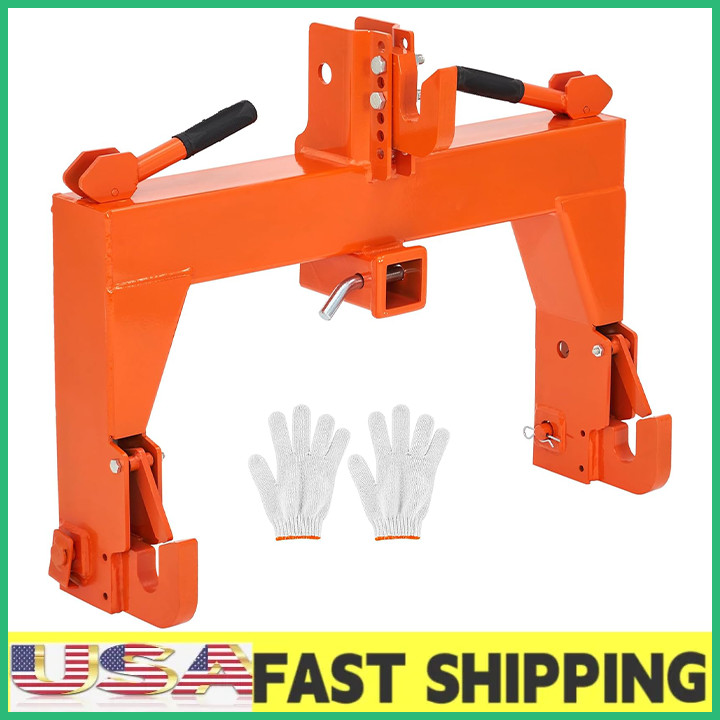 Heavy Duty 3-Point Quick Hitch w/2"Receiver Hitch for Category 1 & 2 Tractors