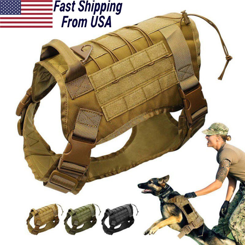 Tactical Dog Vest US Working Dog Military Harness with Handle No-pull Large